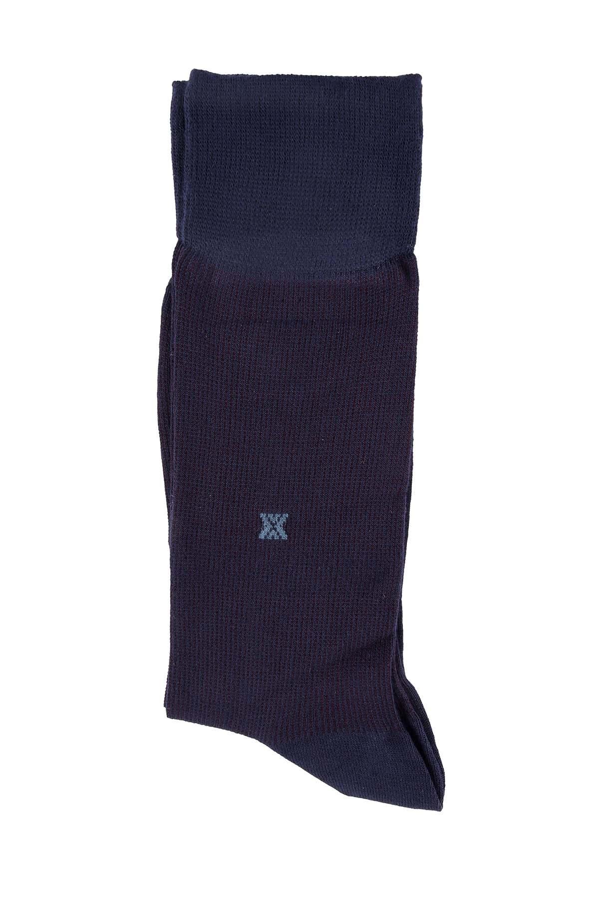 Erkek Lacivert Bambu Uzun Çorap 5524