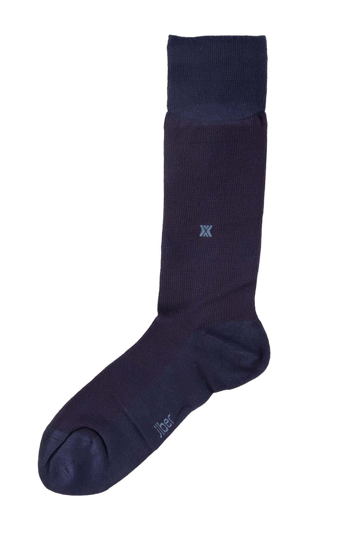 Erkek Lacivert Bambu Uzun Çorap 5524