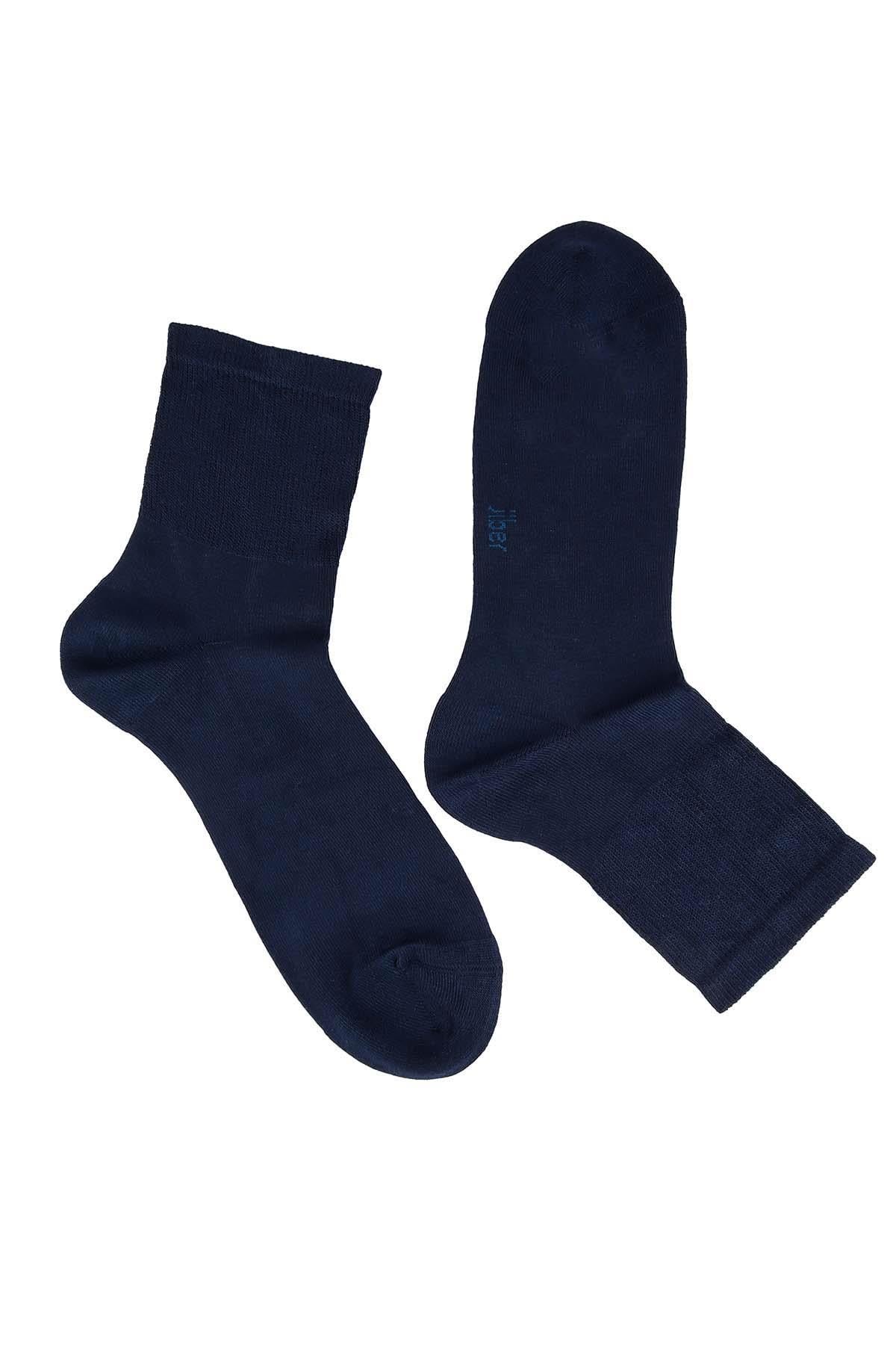 Erkek Lacivert Bambu Uzun Lastiksiz Diyabetik Çorap 5999