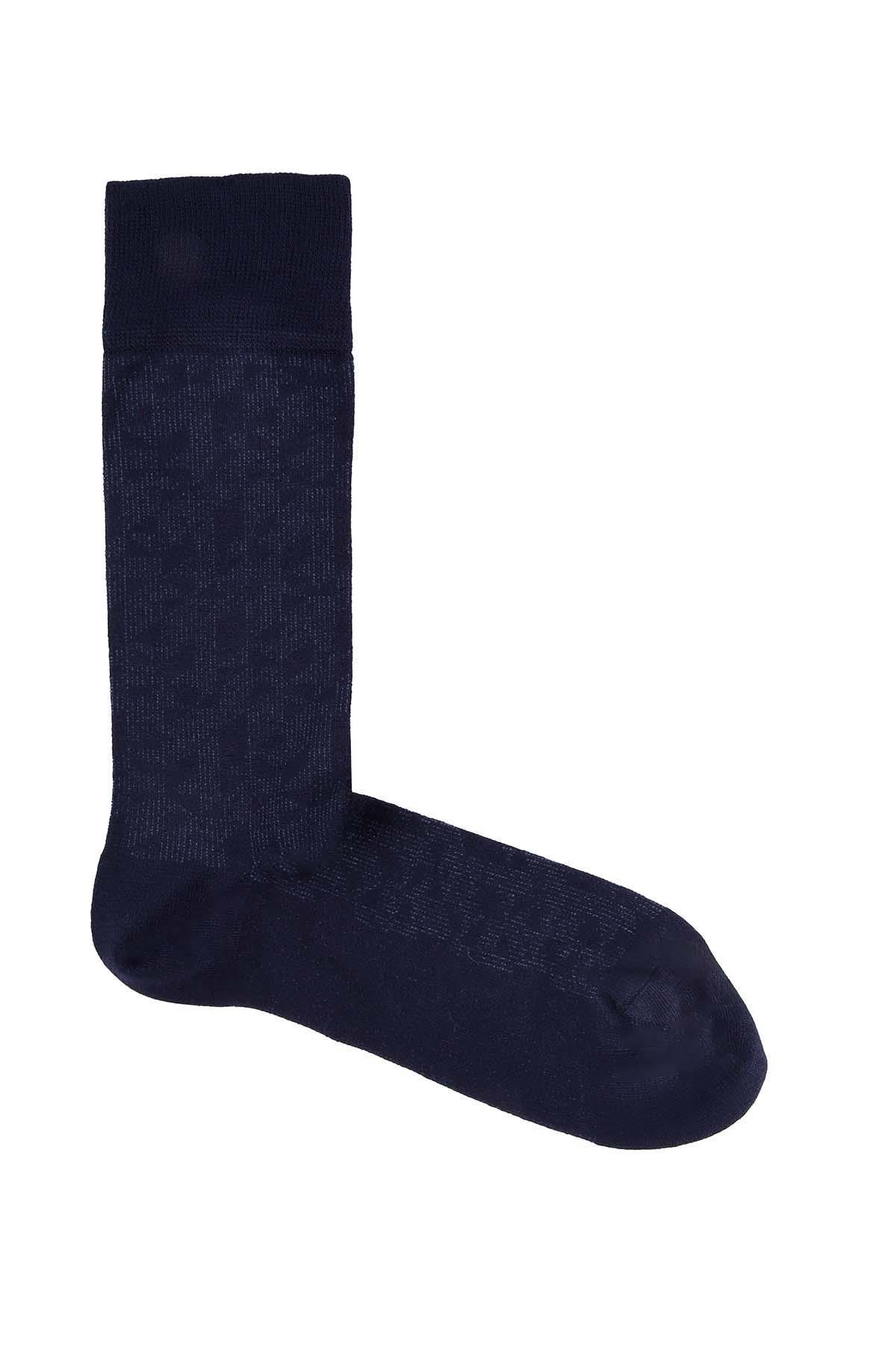 Erkek Likralı Bambu Lacivert Soket Çorap 5618