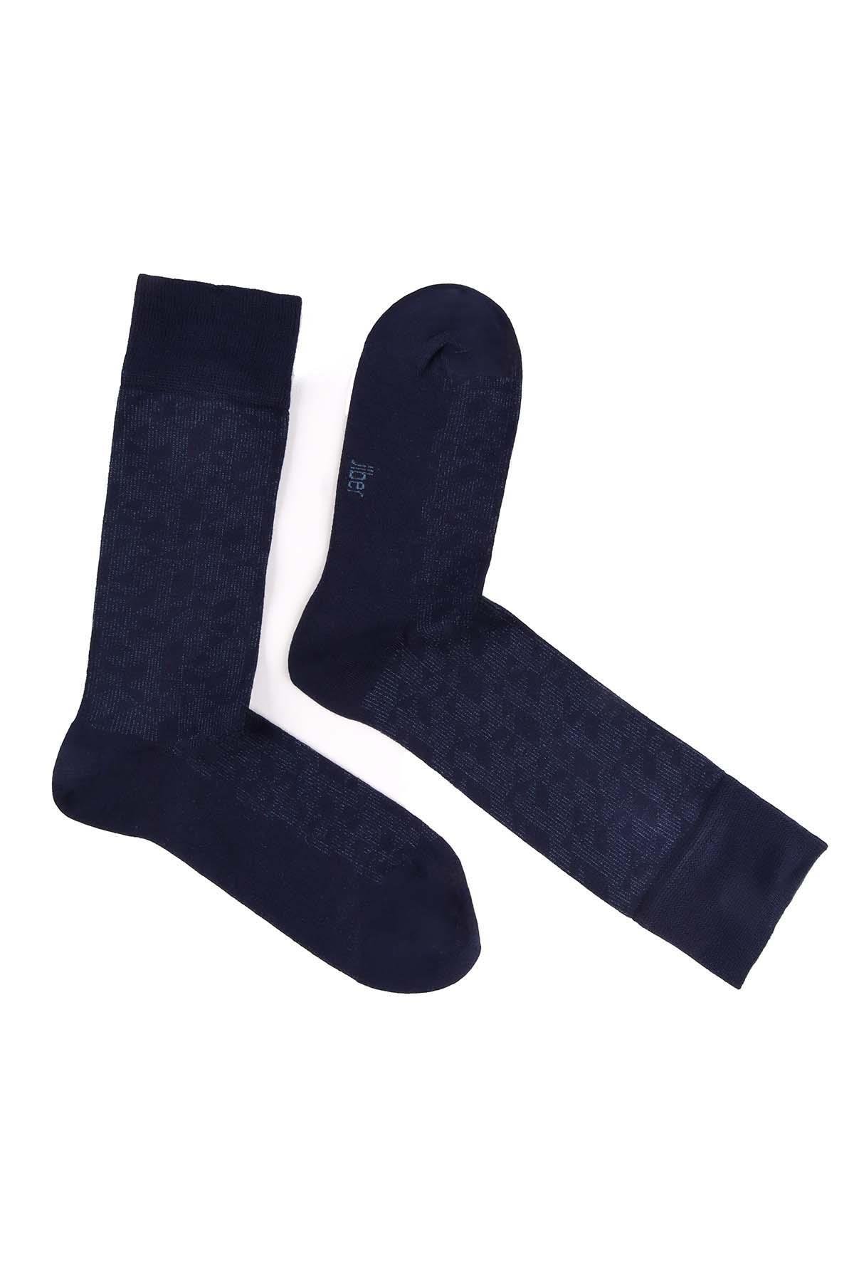 Erkek Likralı Bambu Lacivert Soket Çorap 5618