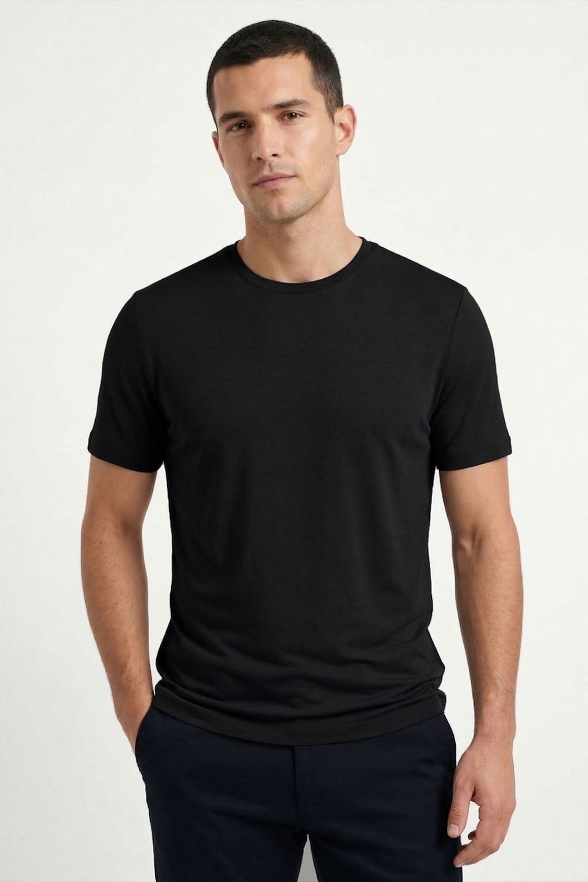 Erkek Siyah Bambu T-Shirt 334 