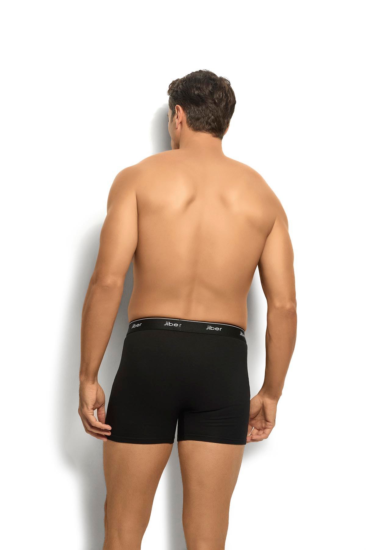 Erkek Siyah Pamuklu Likralı Boxer 156