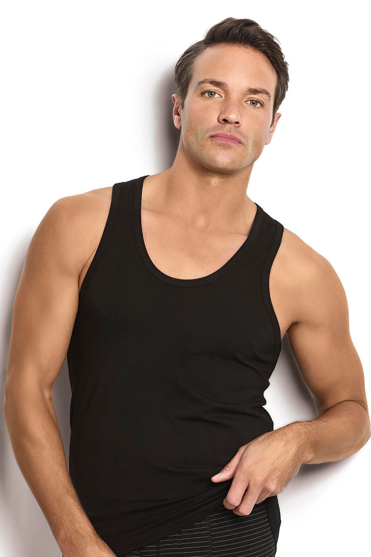 Erkek Siyah Pamuklu Rambo Atlet 113