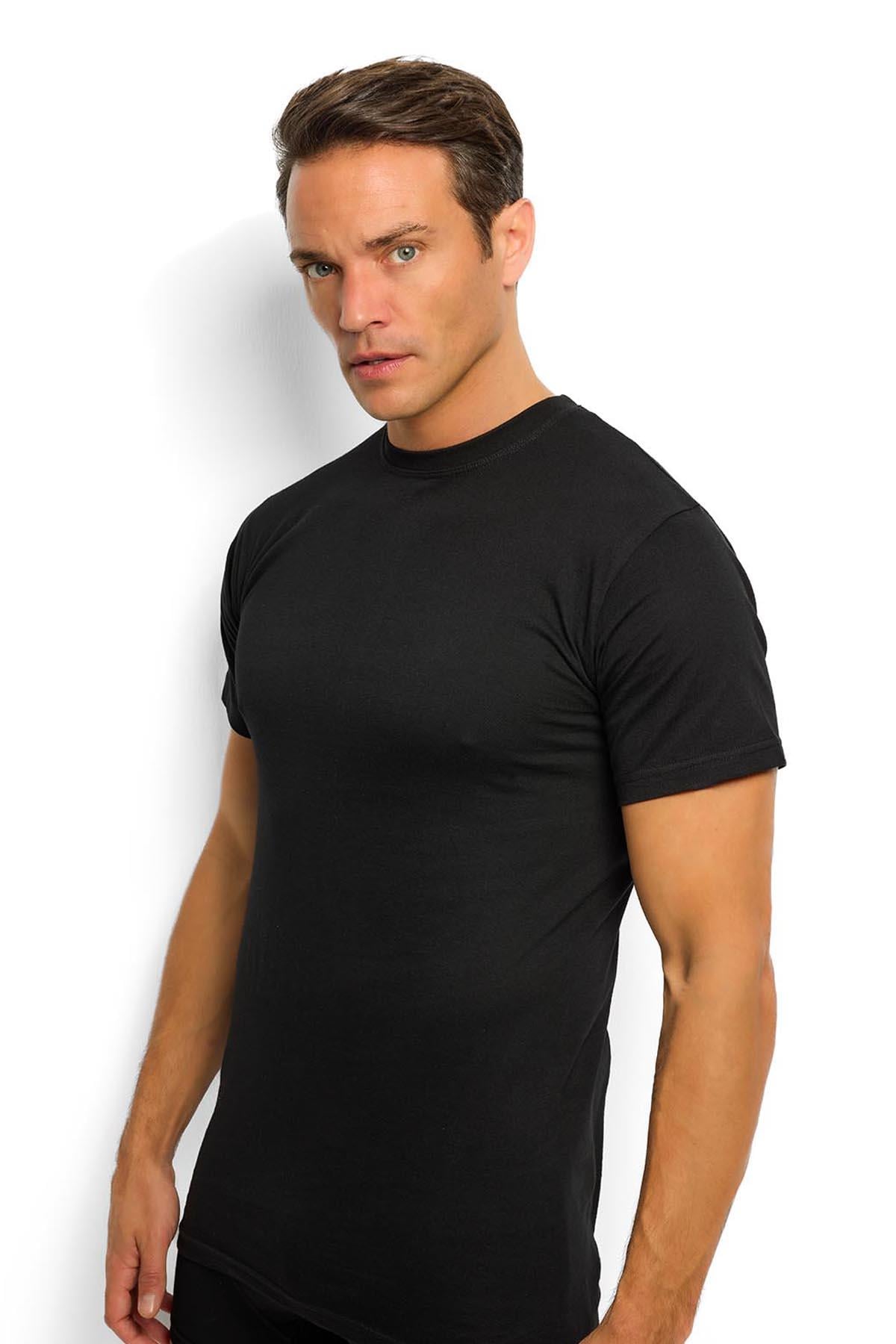 Erkek Siyah Pamuklu Sıfır Yaka  Atlet 111