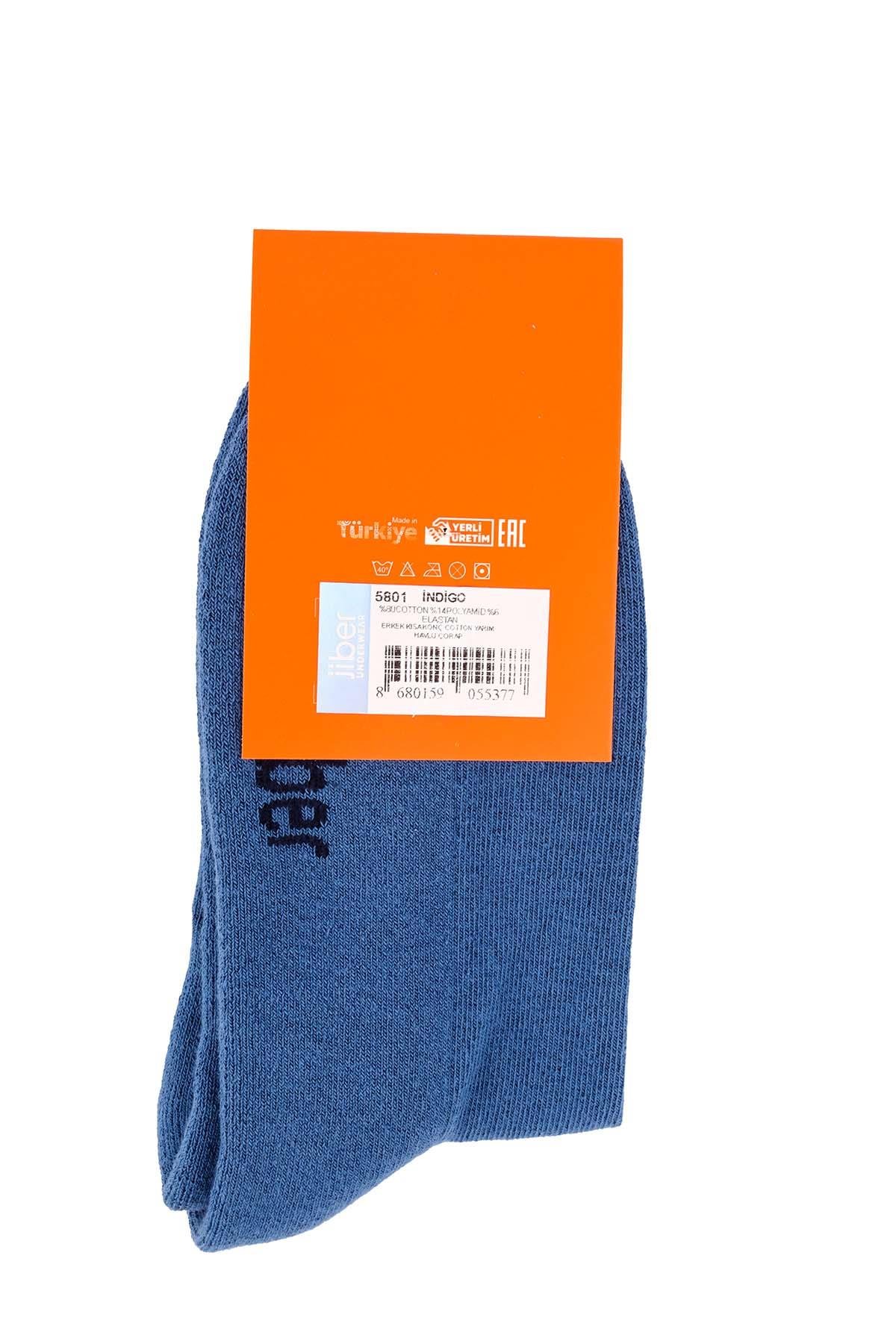 Erkek Yarım Havlu Pamuklu Konç İndigo Çorap 5801