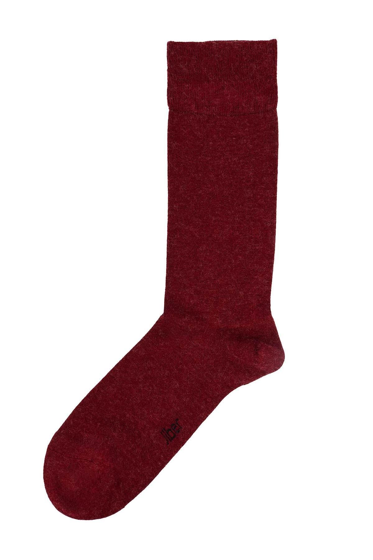 Erkek Yünlü Bambu Bordo Soket Çorap 5650
