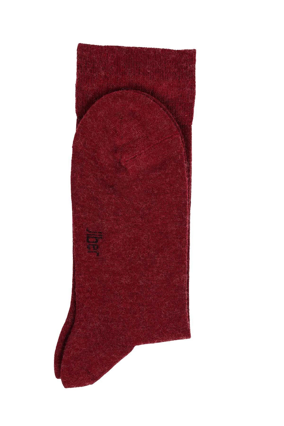 Erkek Yünlü Bambu Bordo Soket Çorap 5650