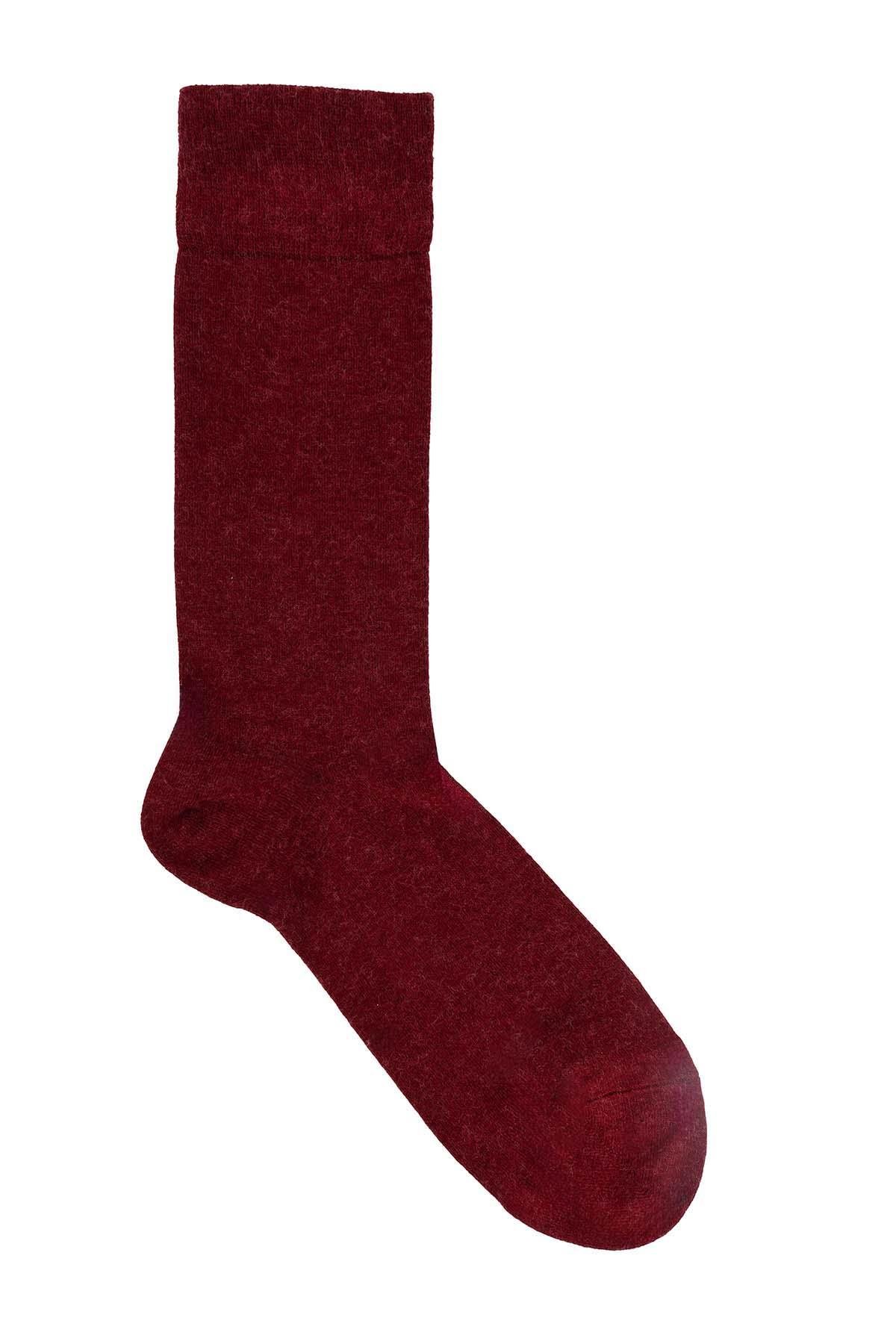 Erkek Yünlü Bambu Bordo Soket Çorap 5650