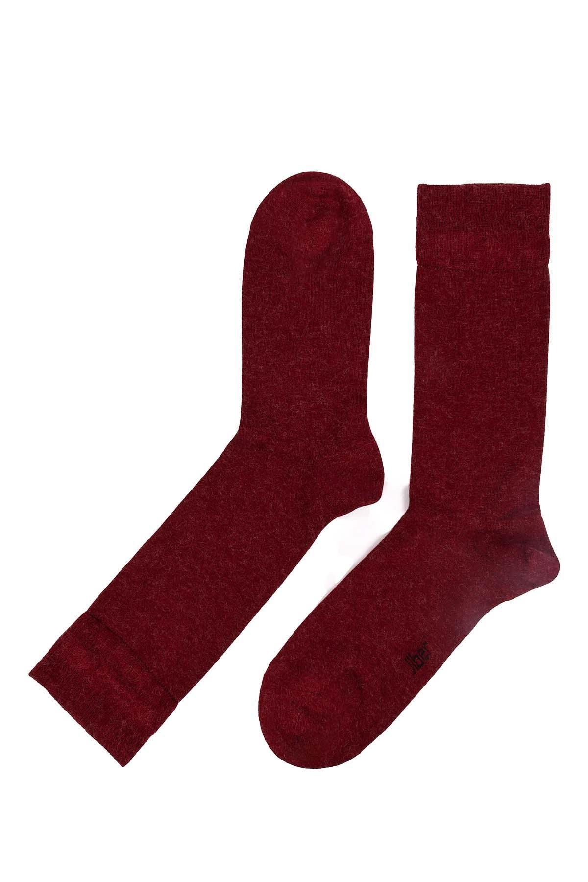 Erkek Yünlü Bambu Bordo Soket Çorap 5650