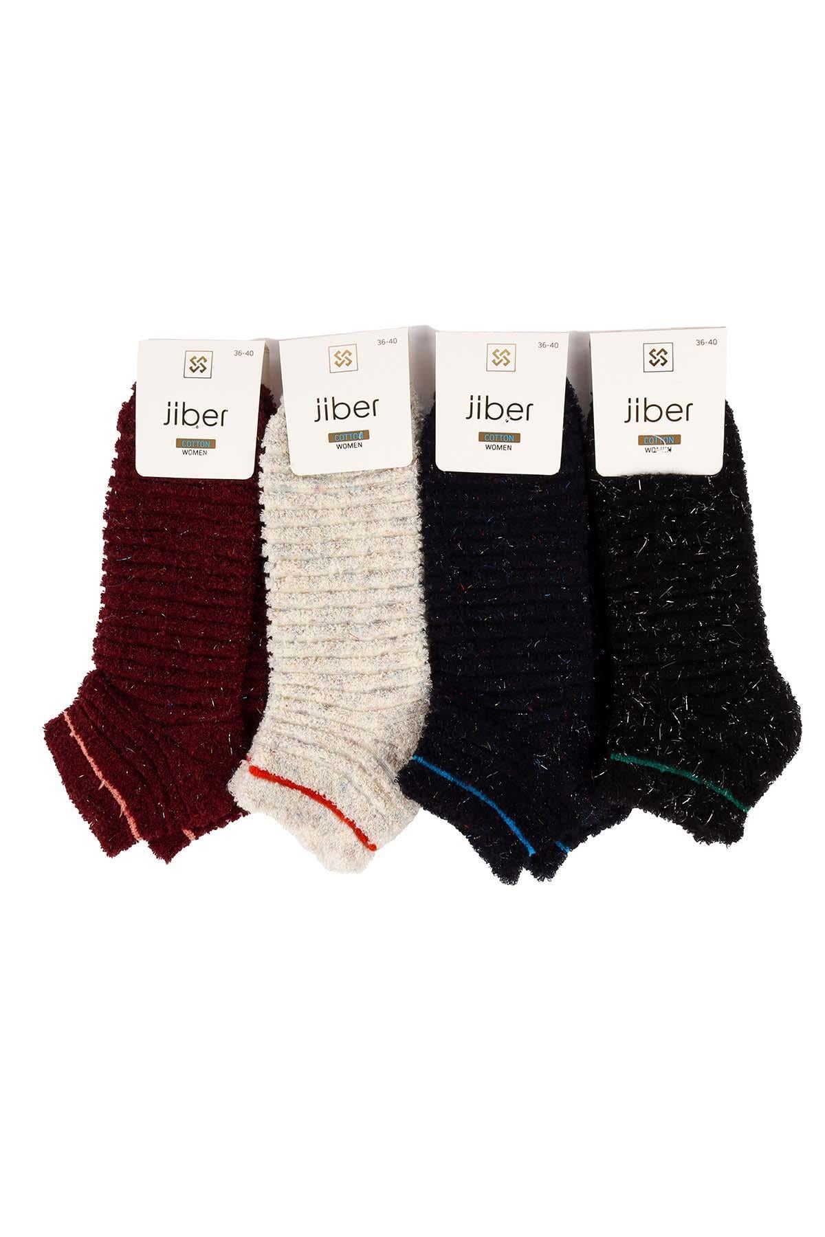Kadın 4'lü Ters Patik Simli Asorti Çorap 6946