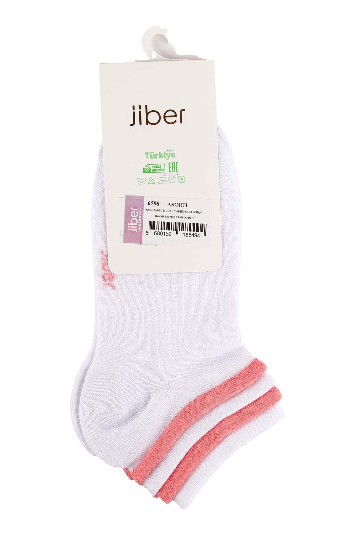 Kadın Asorti 3 Biyeli Bambu Patik Çorap 6598 Asorti  JBR6598.000001