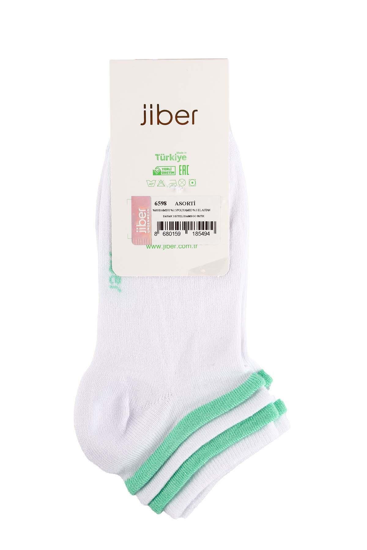 Kadın Asorti 3 Biyeli Bambu Patik Çorap 6598 Asorti  JBR6598.000001
