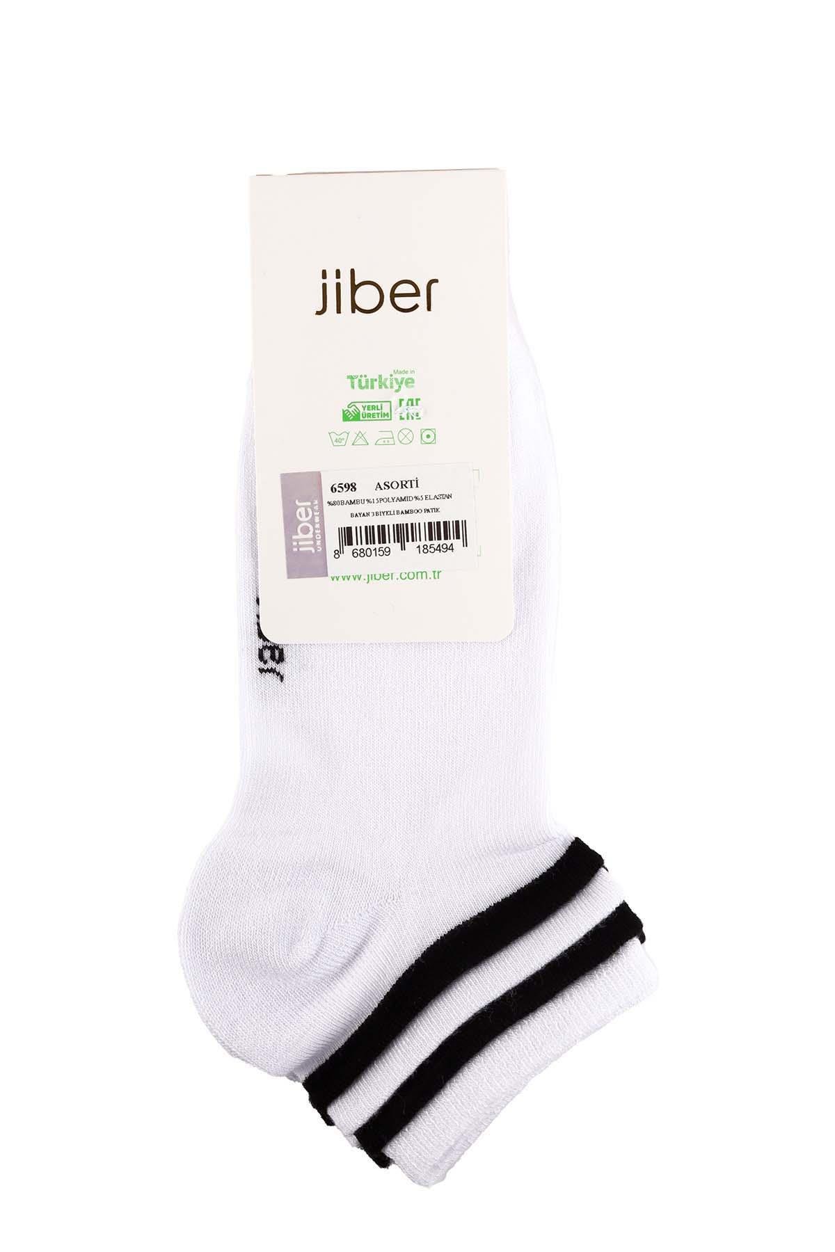 Kadın Asorti 3 Biyeli Bambu Patik Çorap 6598 Asorti  JBR6598.000001
