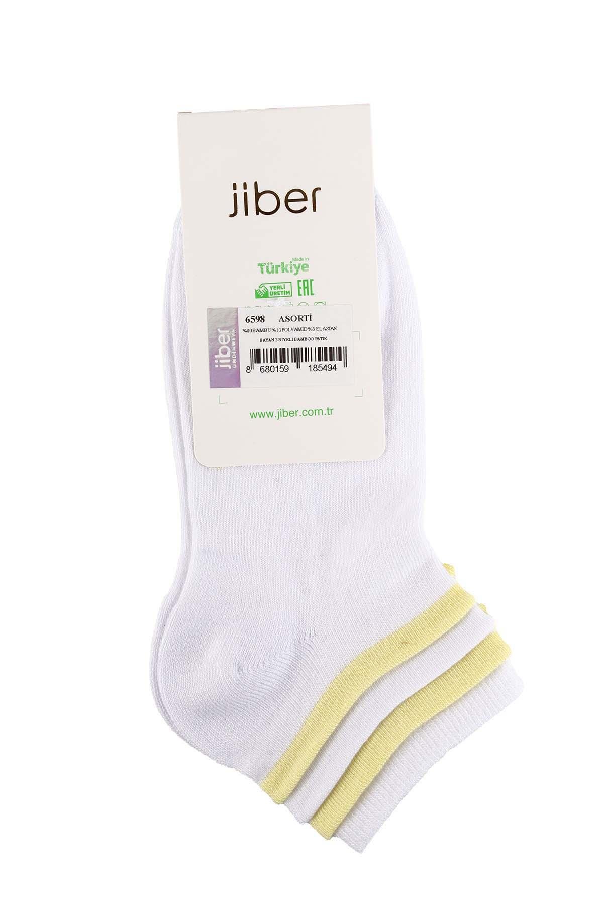 Kadın Asorti 3 Biyeli Bambu Patik Çorap 6598 Asorti  JBR6598.000001