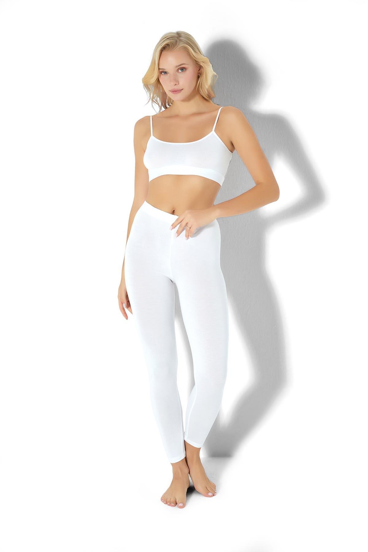 Kadın Beyaz Uzun Tayt 570