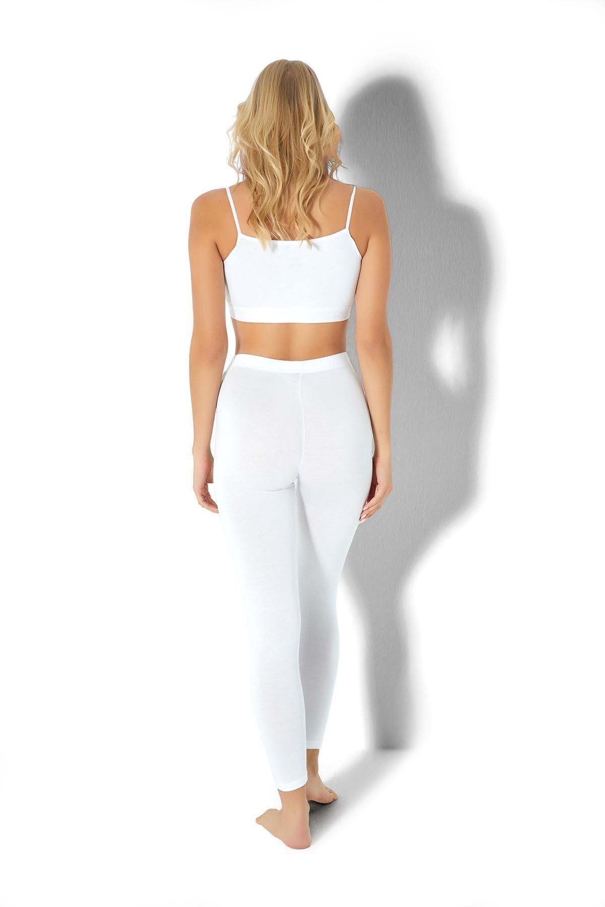 Kadın Beyaz Uzun Tayt 570