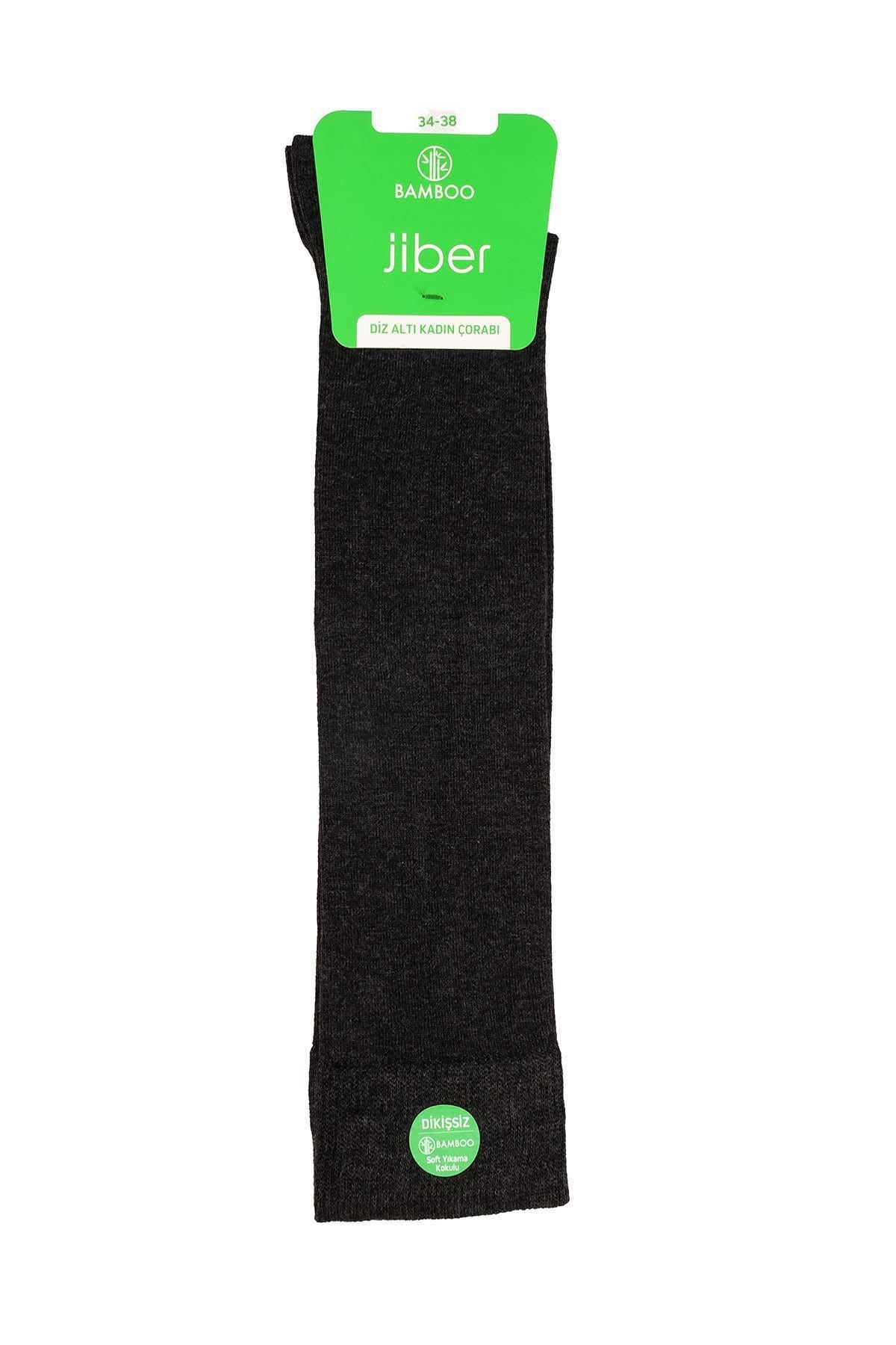 Kadın Diz Altı Antrasit Bambu Soket Çorap 5997