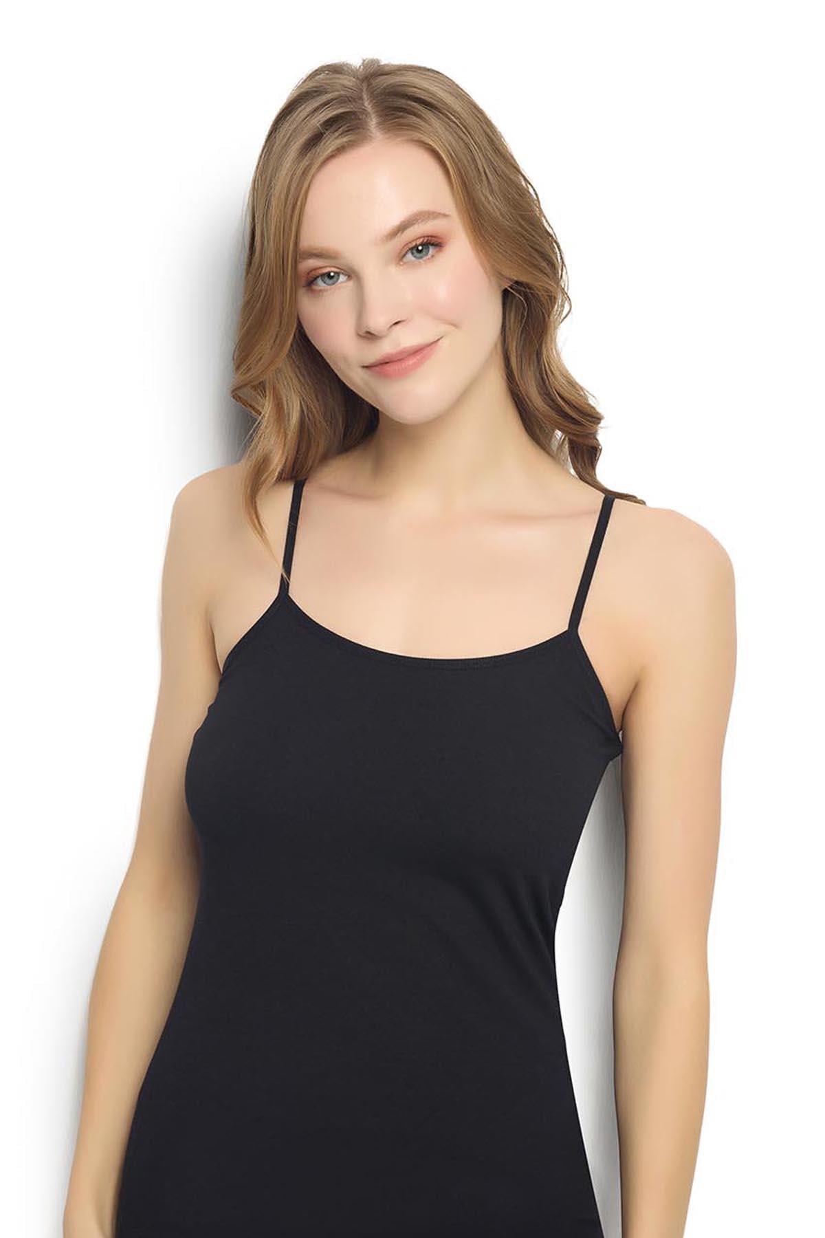 Kadın Siyah İp Askılı Atlet 583