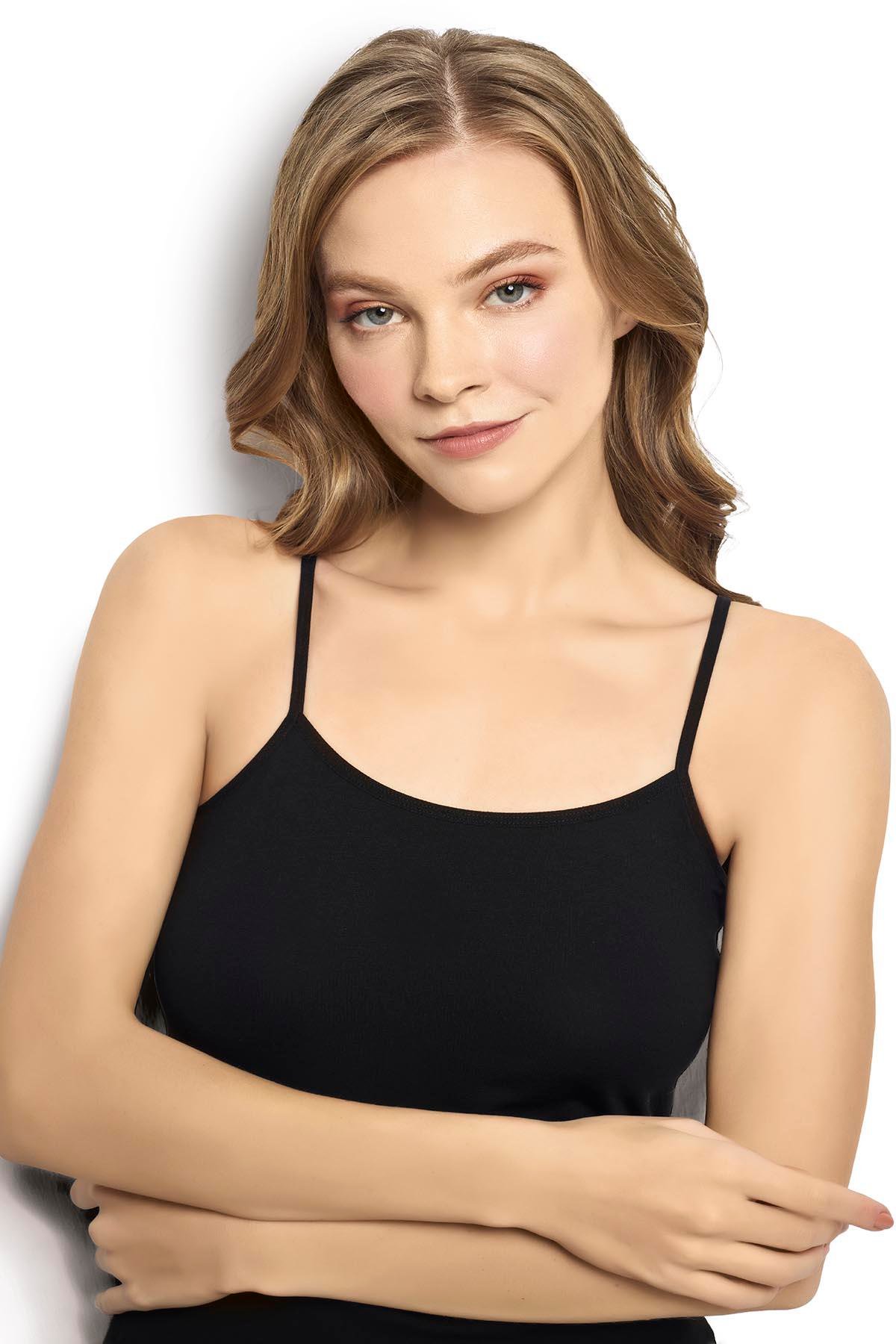 Kadın Siyah İp Askılı Atlet 583