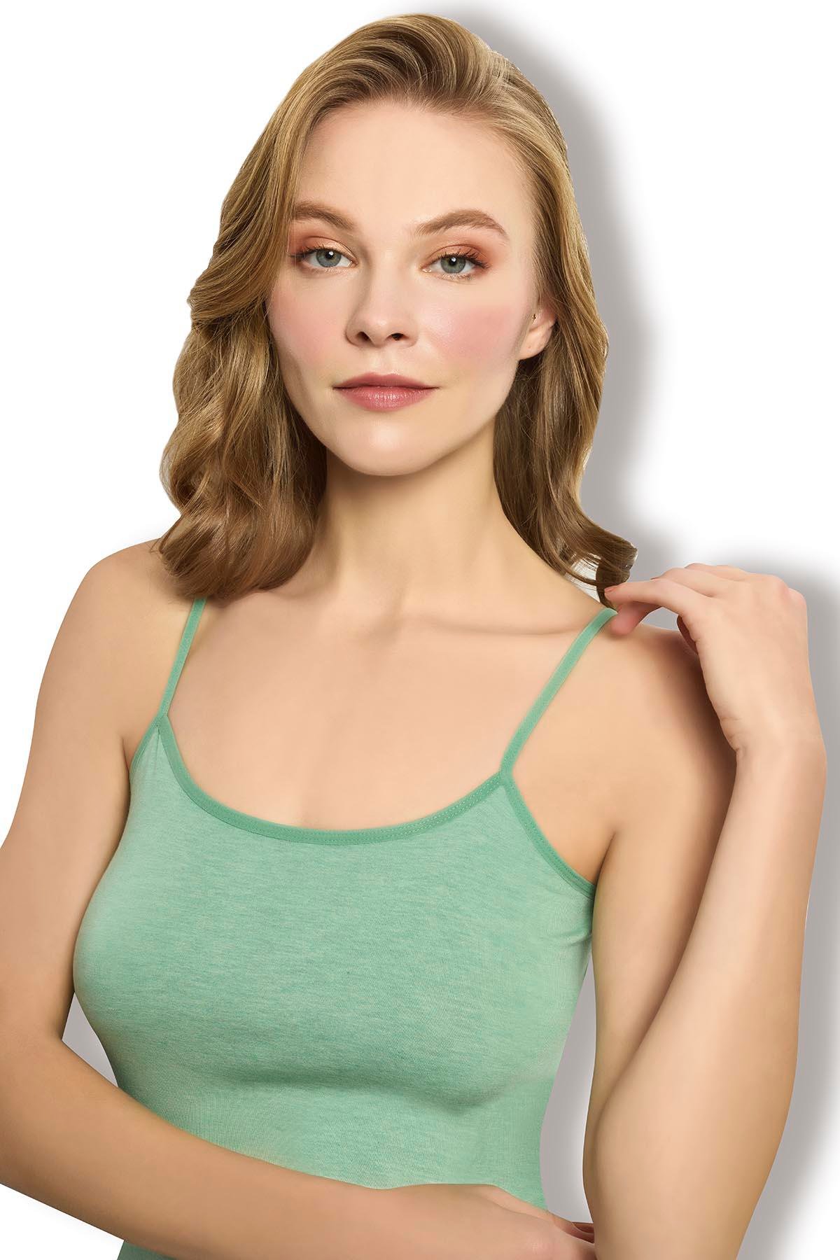 Kadın Yeşil Bambu İp Askılı Atlet 668