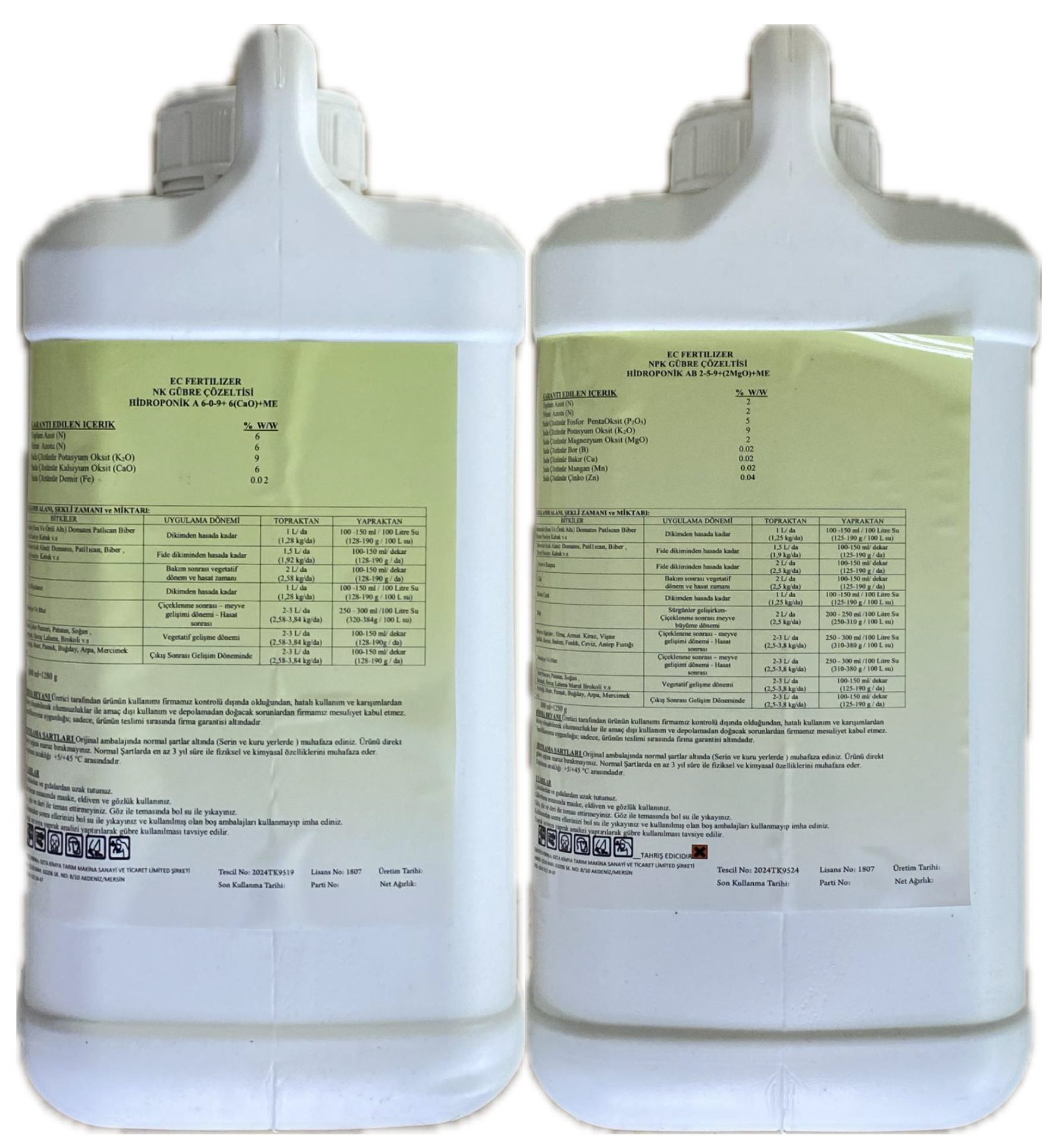 GÜNEYDOĞU TOPRAKSIZ TARIM GÜBRESİ (5 LT A ve 5 LT B)