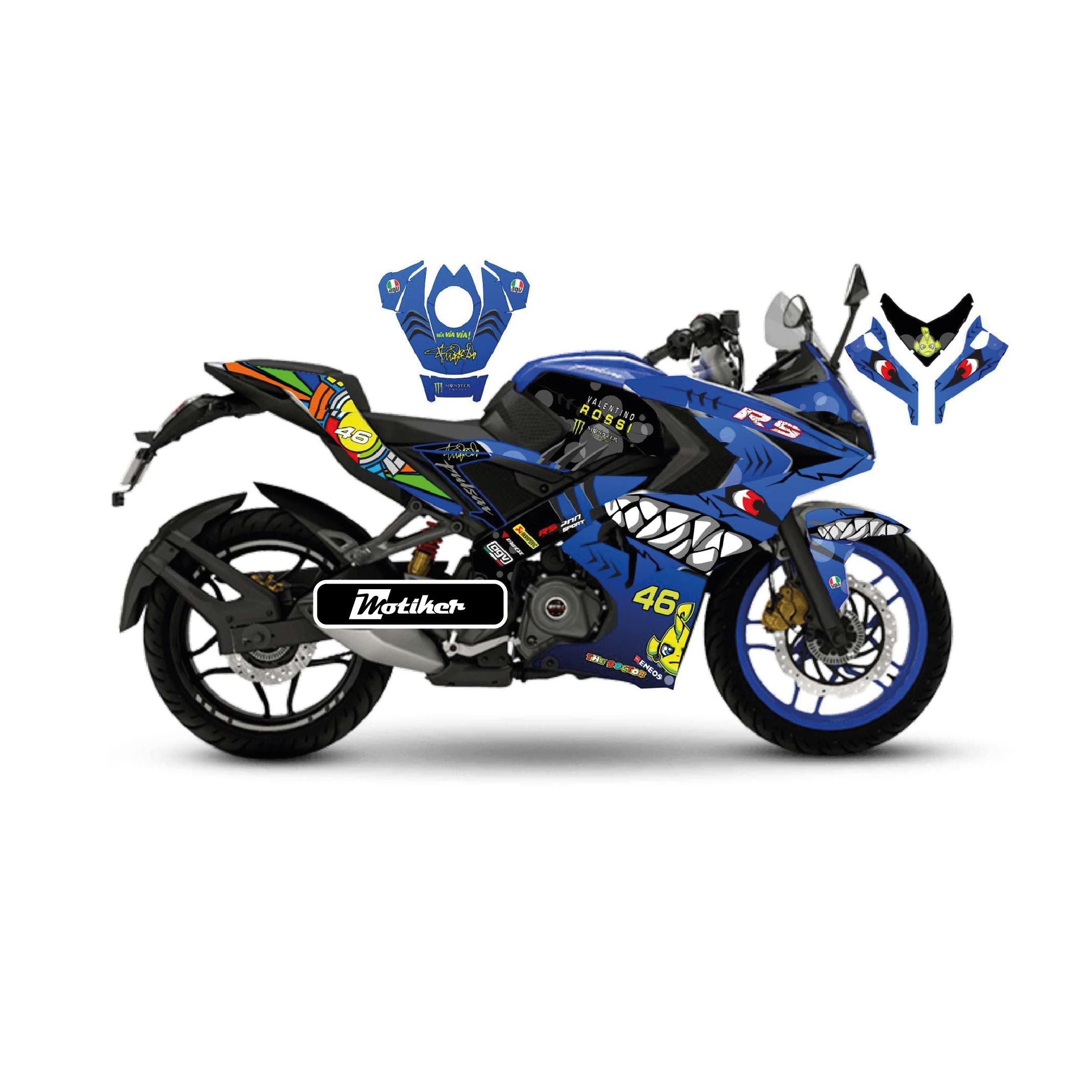 PULSAR RS 200 Bajaj RS200 46 ROSSI Sticker Etiket Parçalı Kaplama Modeli