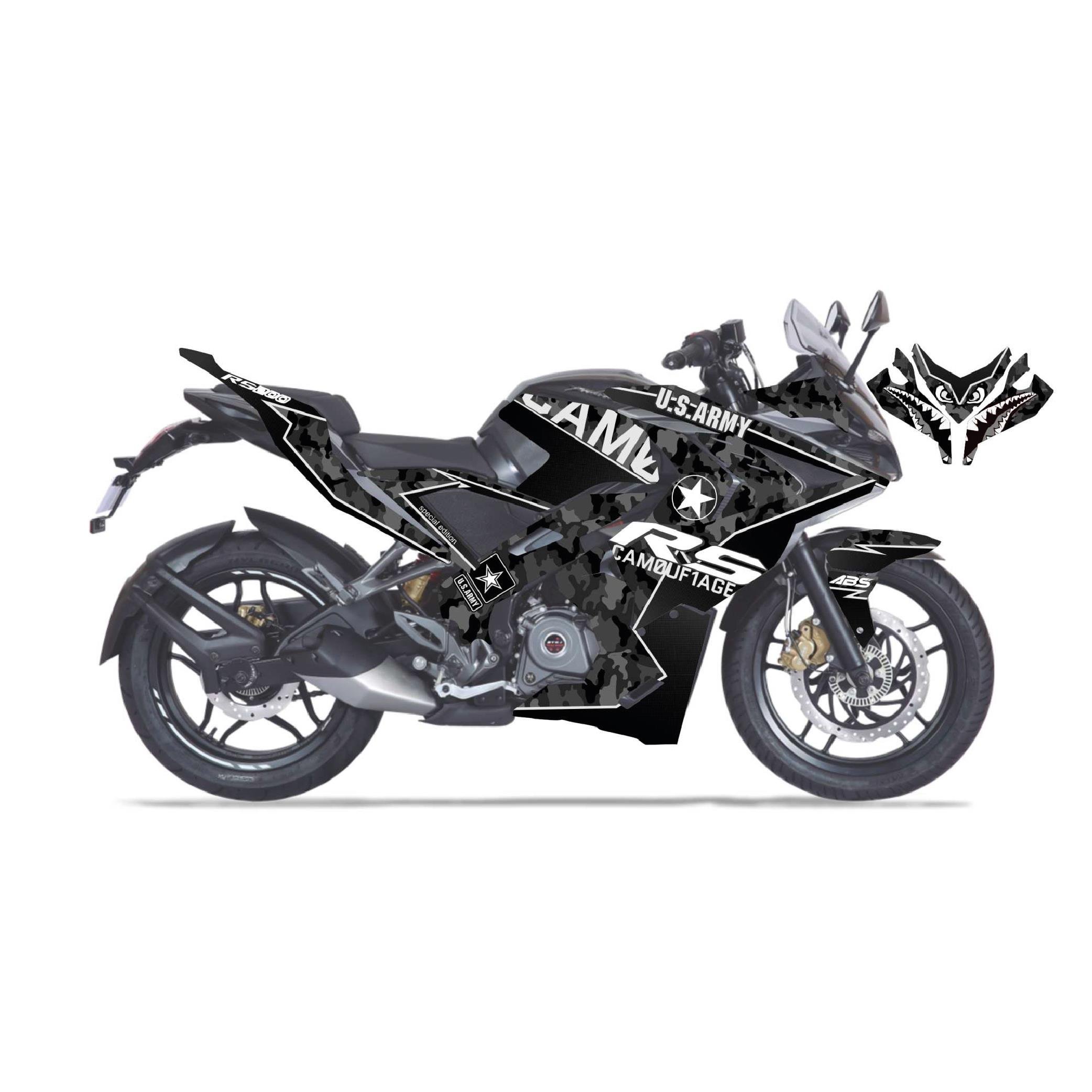 PULSAR RS 200 Bajaj RS200 Camouflage Sticker Etiket Parçalı Kaplama Modeli