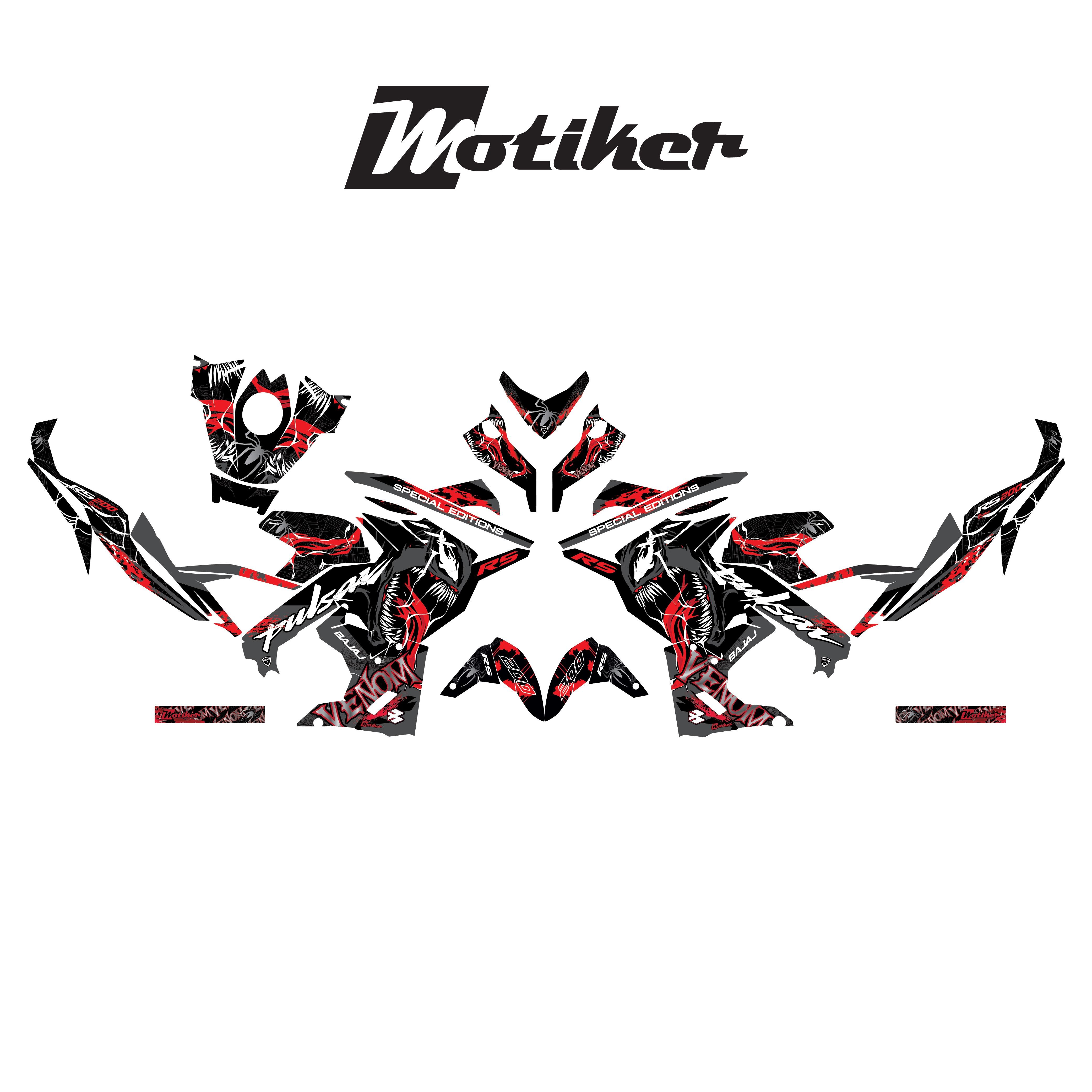 PULSAR RS 200 Bajaj RS200 Venom V2 Sticker Etiket Parçalı Kaplama Modeli
