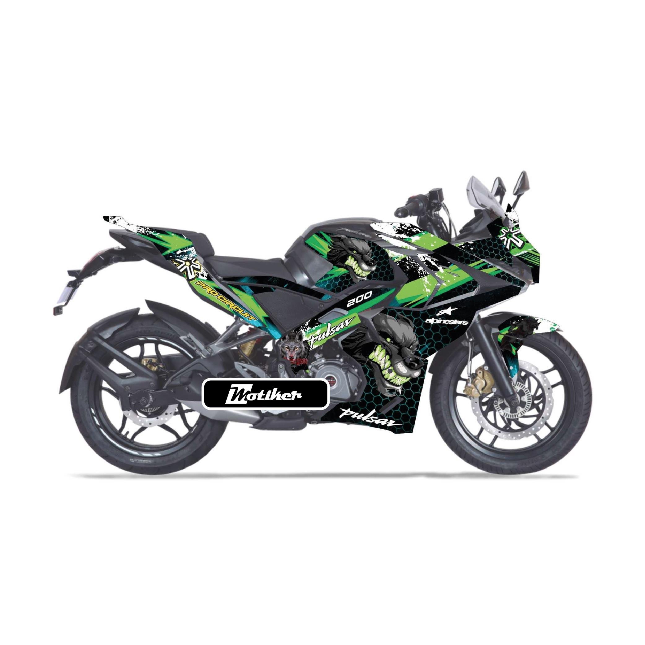 PULSAR RS 200 Bajaj RS200 Wolf Sticker Etiket Parçalı Kaplama Modeli