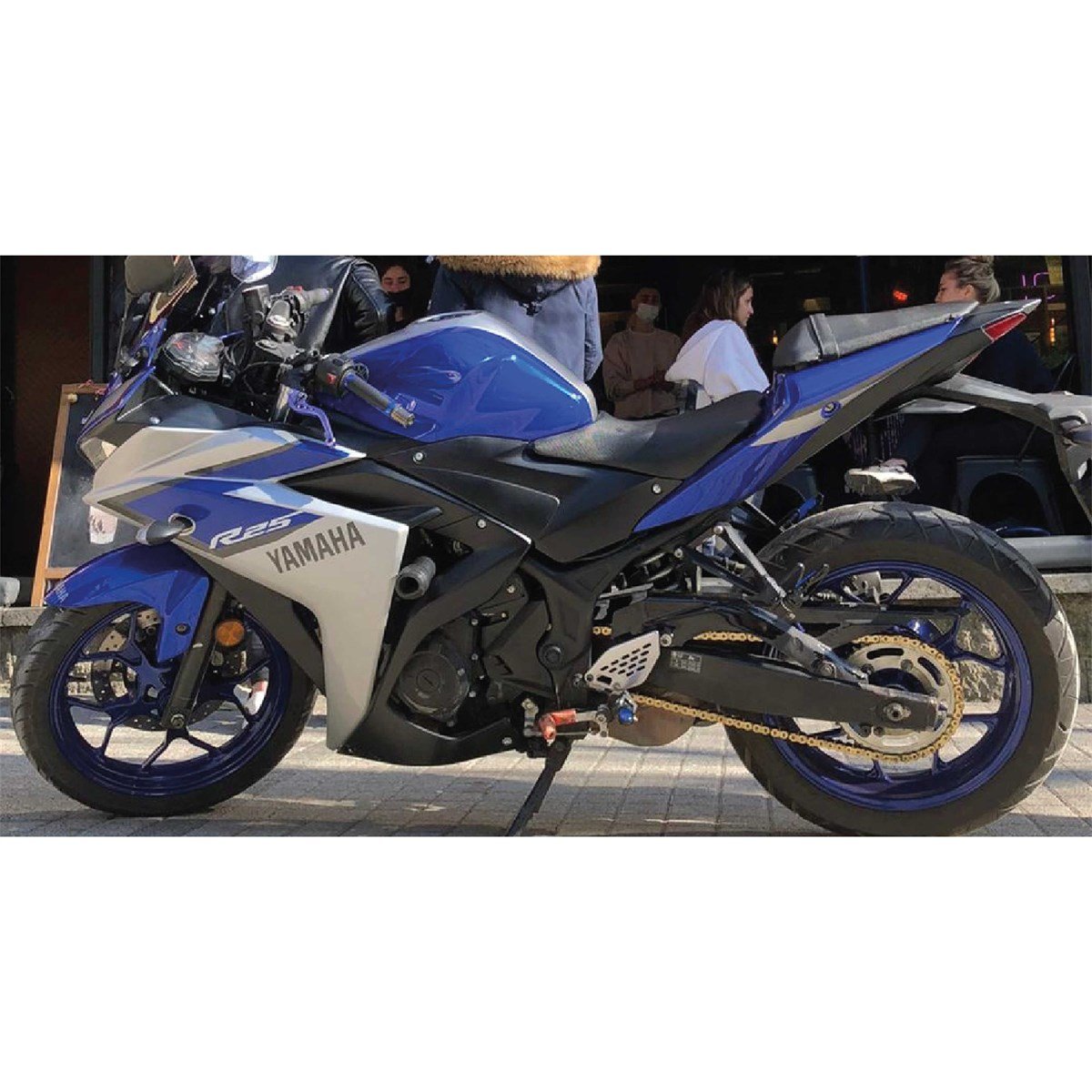  Sol Grenaj - Yamaha 2015 Yzf-R25 Gri-Mavi Orjinal Tasarım Sticker