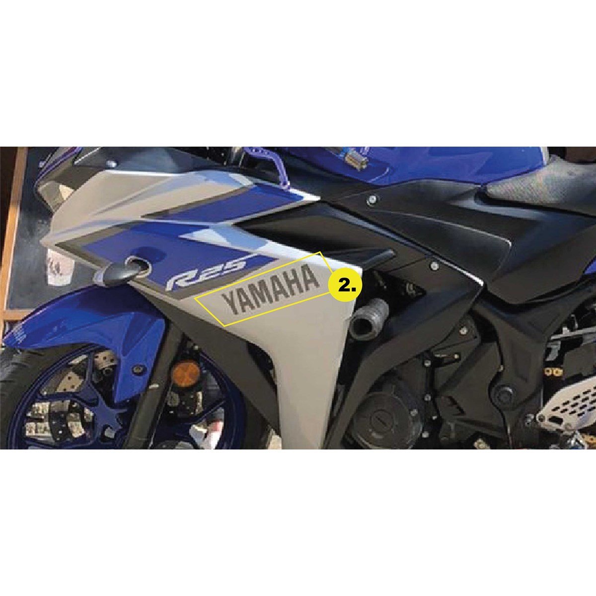  Sol Grenaj - Yamaha 2015 Yzf-R25 Gri-Mavi Orjinal Tasarım Sticker