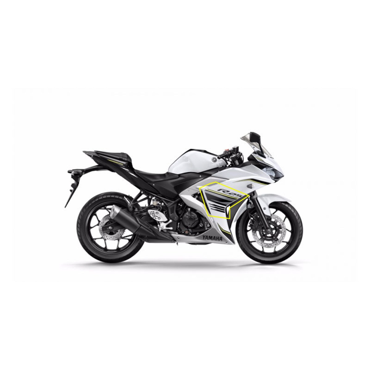 2017 Beyaz Yamaha YZF-R25 Orjinal Sol Yan Grenaj Sticker Modeli 