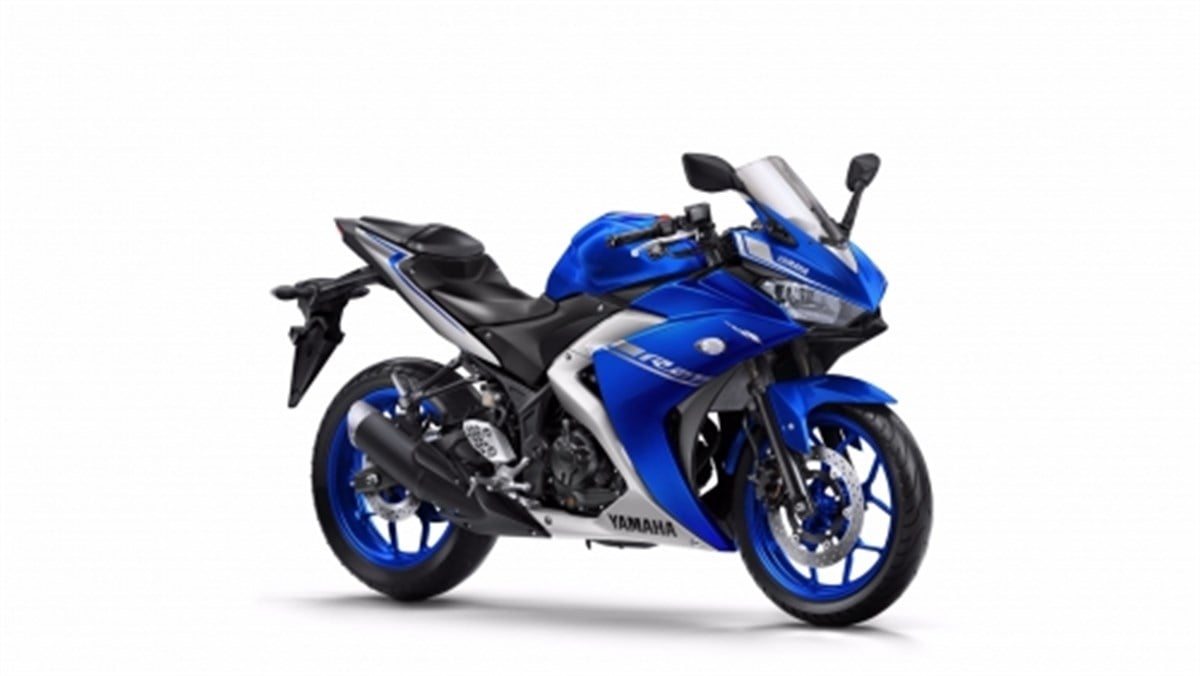 2017 Mavi Yamaha YZF R25 Orjinal Sağ Yan Grenaj Sticker Modeli