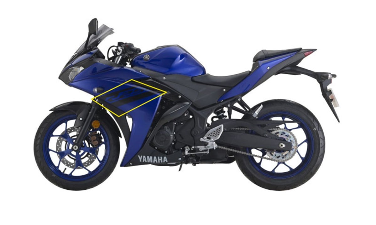 2018 Yamaha YZF R25 Sol Yan Grenaj Sticker Etiket Modeli
