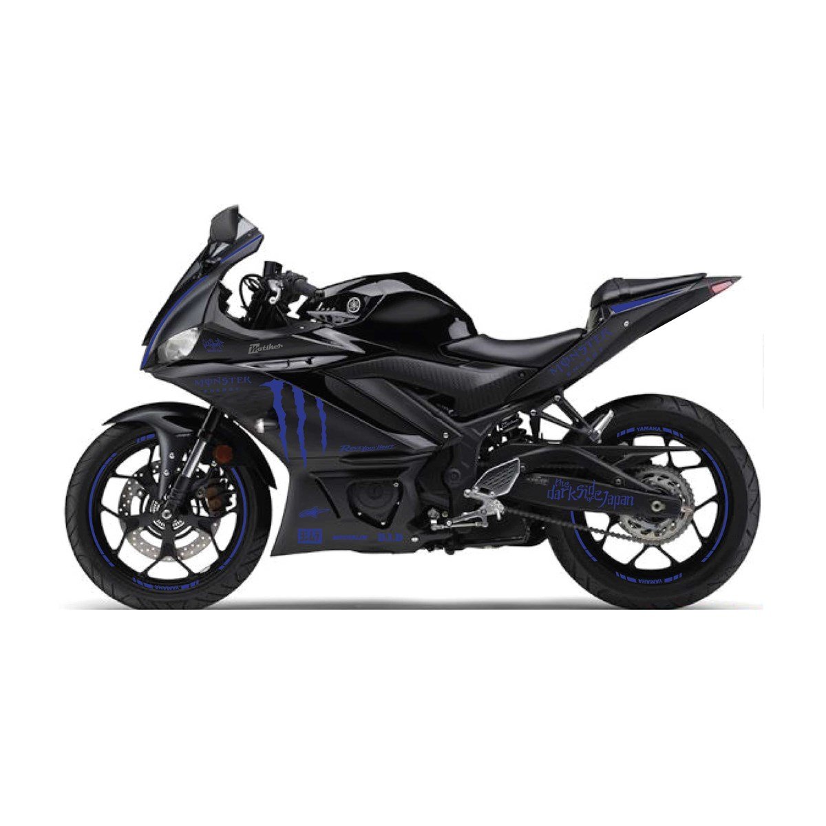 2019-2020  Yamaha YZF R25 Lacivert ( Gece Mavisi)  Monster Sticker Etiket Full Takım Modeli
