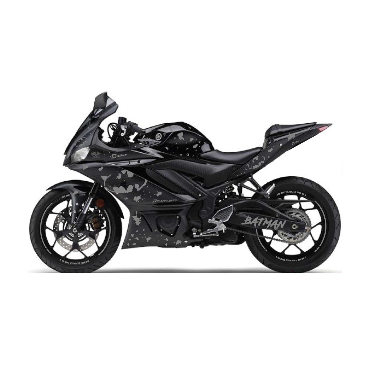 2019-2020 Yamaha YZF R25 Metalik Gri Batman Yazılı Sticker Etiket Full Takım Modeli