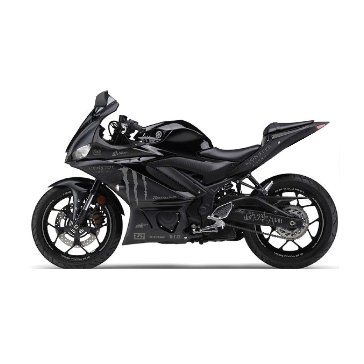 2019-2020  Yamaha YZF R25 Metalik Gri Monster Sticker Etiket Full Takım Modeli