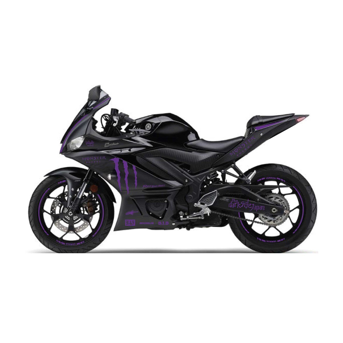 2019-2020  Yamaha YZF R25 Mor Monster Sticker Etiket Full Takım Modeli