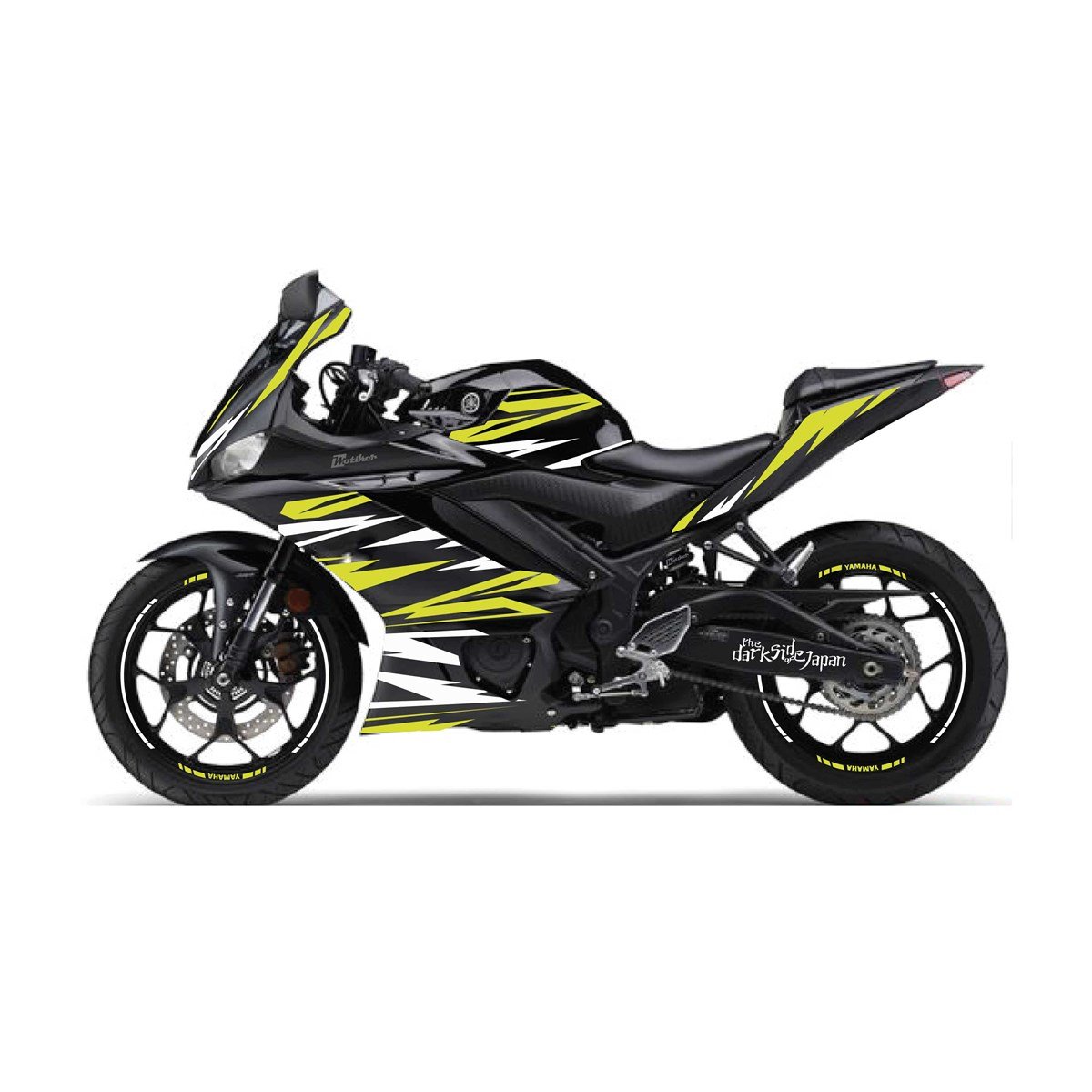 2019-2020 Yamaha YZF R25 Neon Sarı Beyaz Şimşek Sticker Etiket Full Takım Modeli