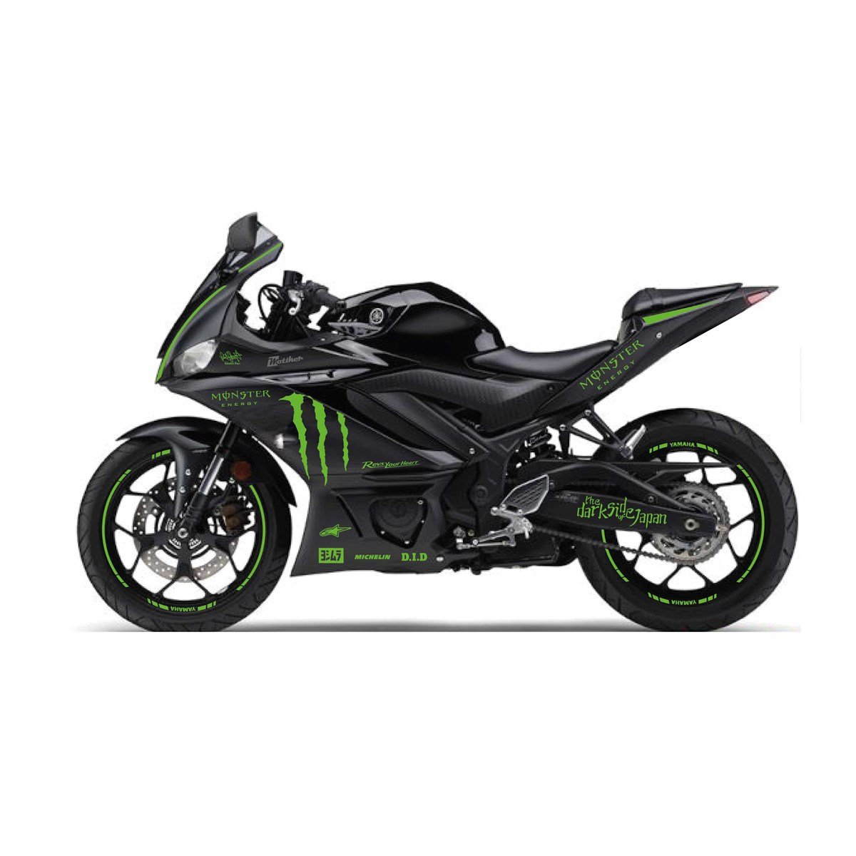 2019-2020  Yamaha YZF R25 Yeşil  Monster Sticker Etiket Full Takım Modeli