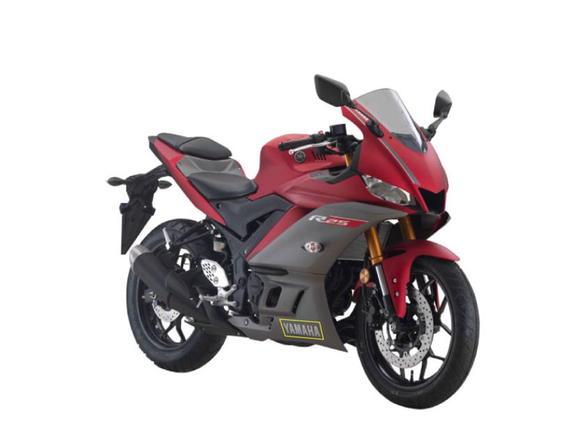 2019 Yamaha YZF R25 Kırmızı Sağ Alt Sakal  Grenaj Sticker Etiket Modeli