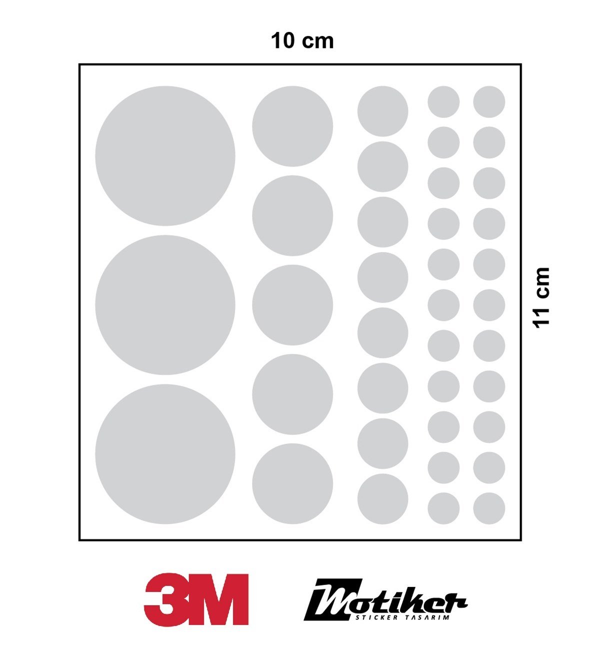 3M Gri Reflective (Reflektif) 38'li Sticker Çizgi Etiket Modeli