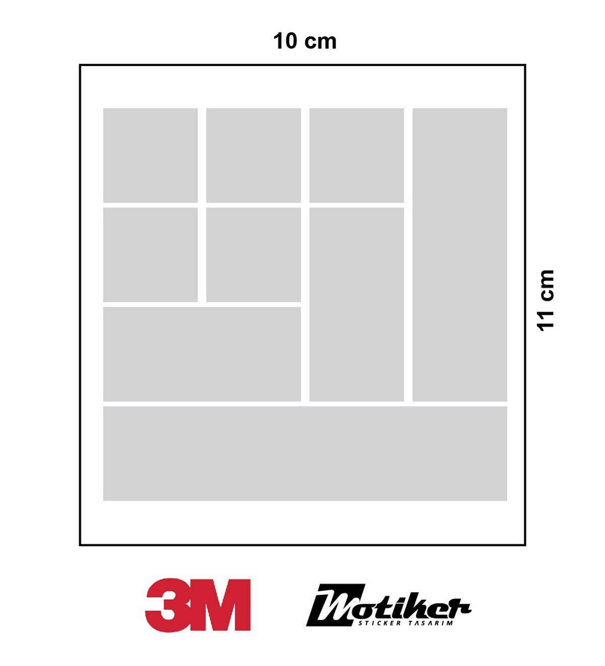 3M Gri Reflective (Reflektif) 9'lu Sticker Çizgi Etiket Modeli
