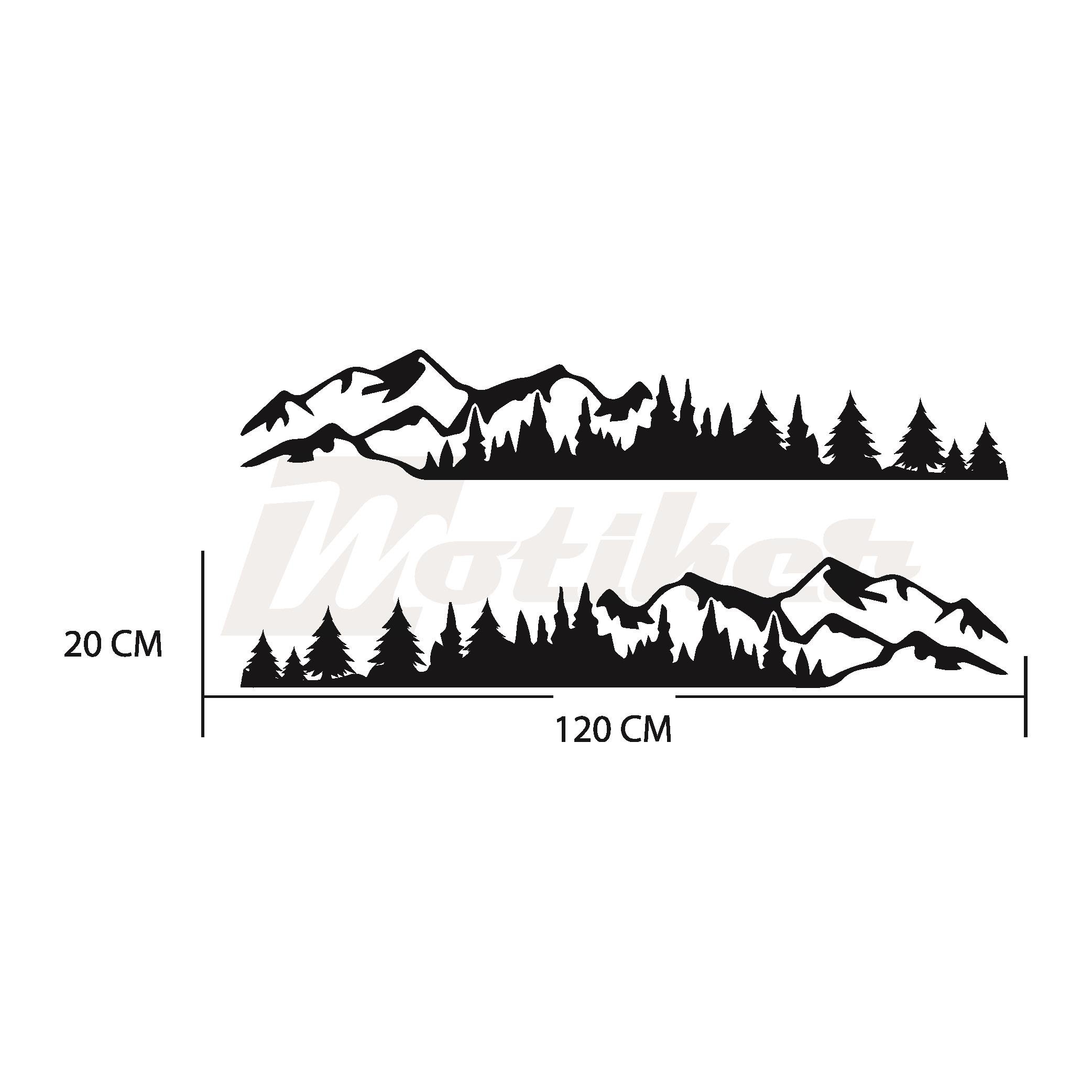 KaravanAğaç ve Dağ Manzaralı Karavan Araba Off Road Sticker Etiket Modeli 2 Adet