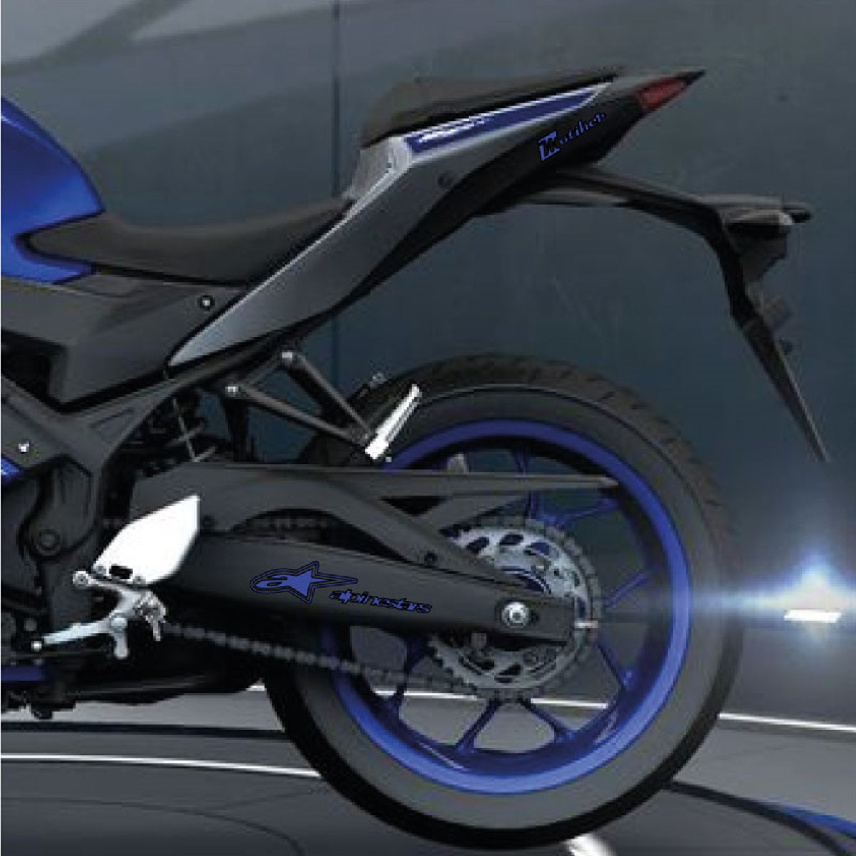 Alpinestars Yazılı Lacivert Arka Maşa Sticker Etiket Modeli