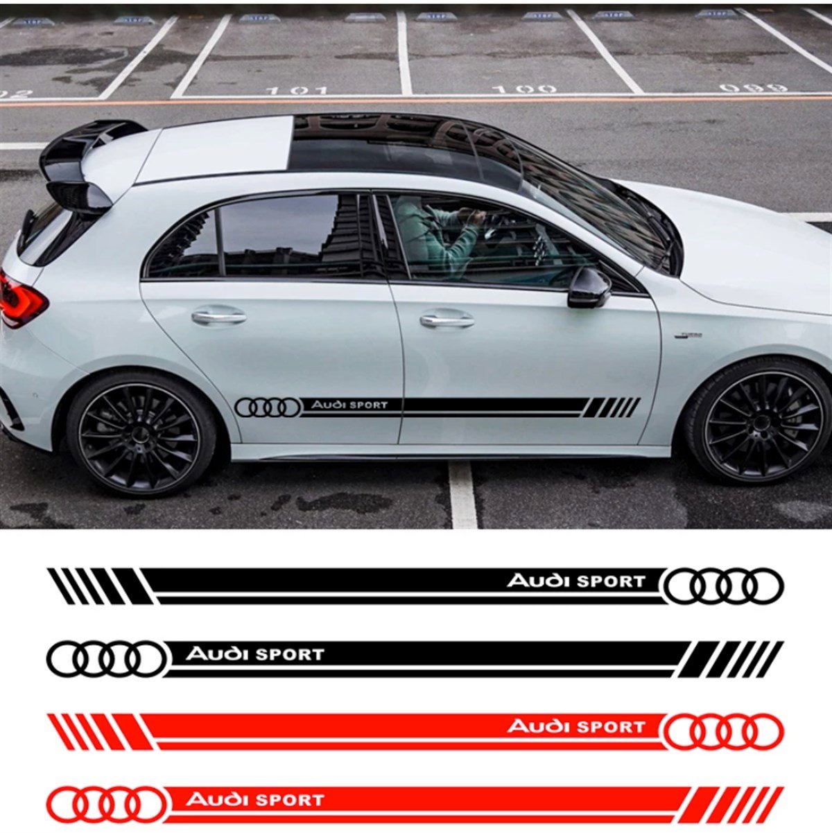 Audi Yan Kapı Logo Ve Yazı Detaylı Sticker Etiket 