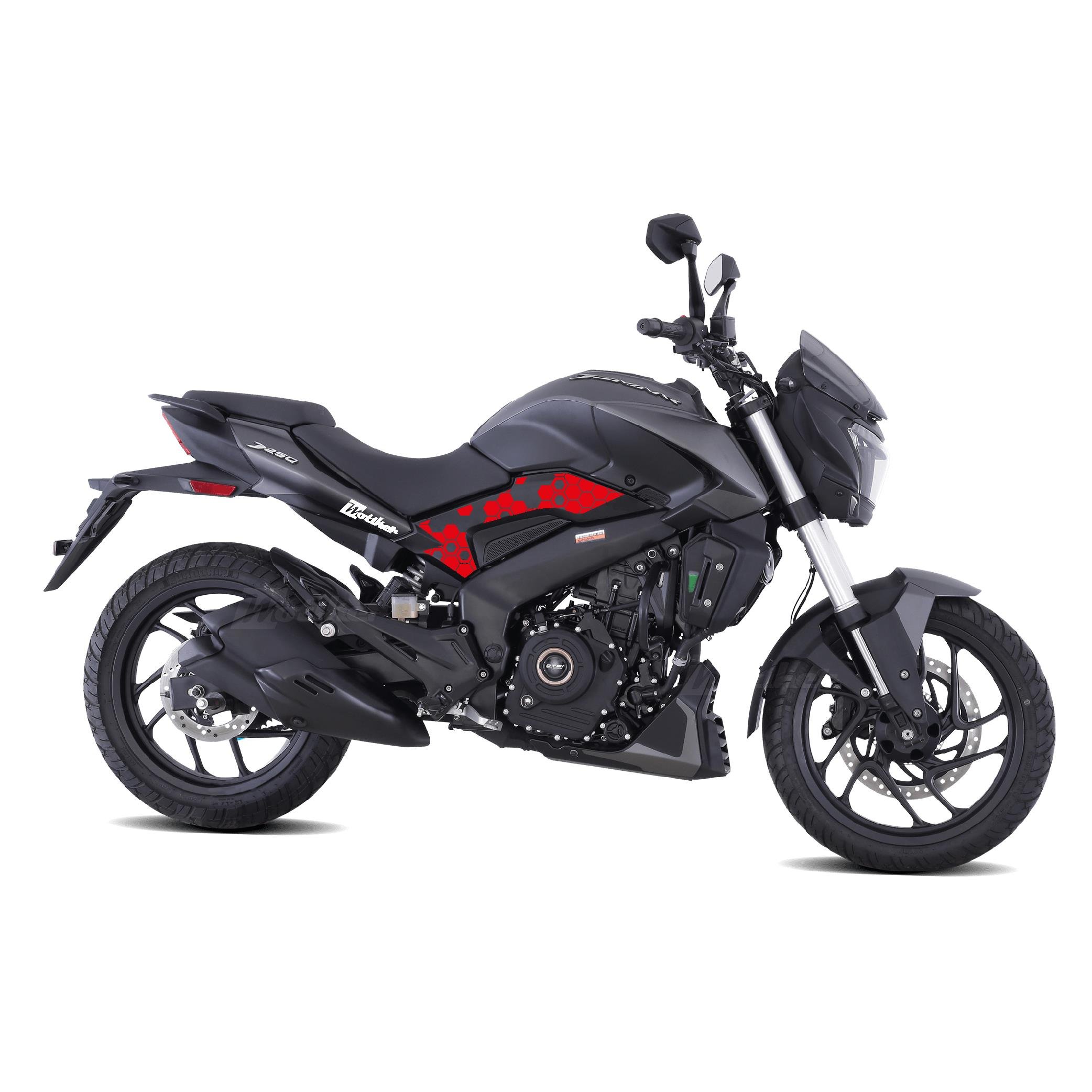 Bajaj Dominar 250 - 400 Orta Şase Üstü Plastik Motosiklet Kaplama Sticker Etiket Modeli Bal Peteği Desen - Kırmızı