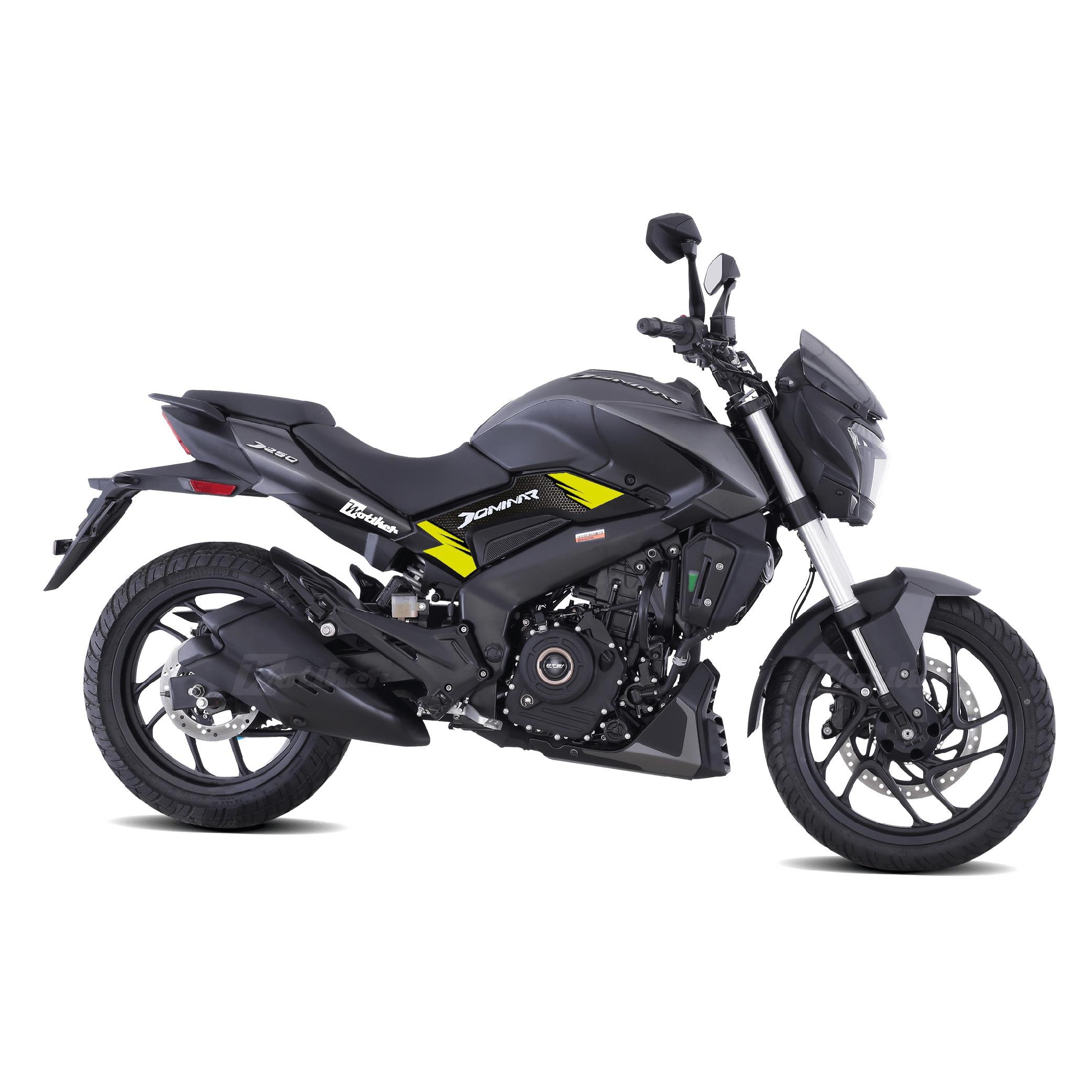 Bajaj Dominar 250 - 400 Orta Şase Üstü Plastik Motosiklet Kaplama Sticker Etiket Modeli - Neon Sarı Yeşil