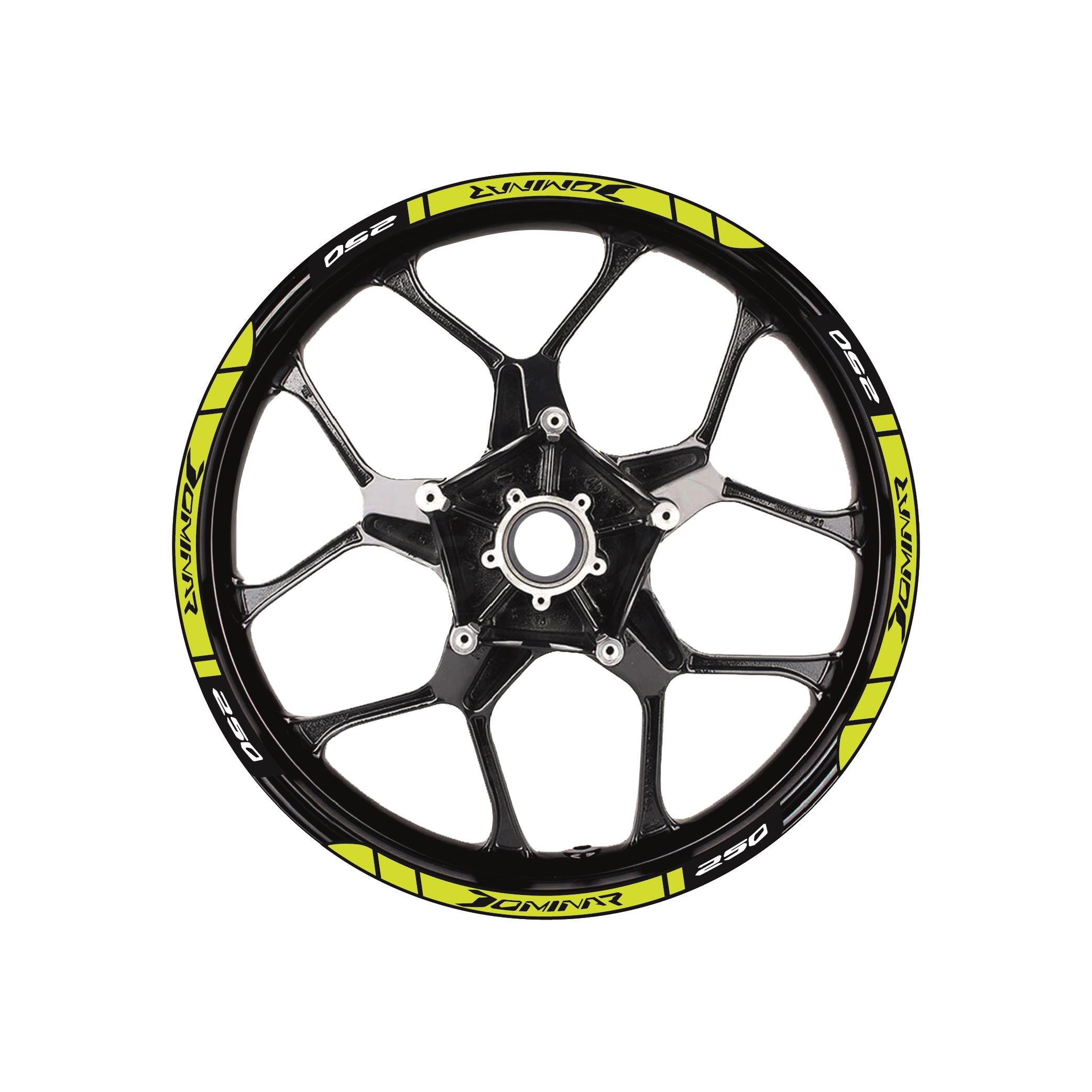 Bajaj Dominar 250 Baskılı Jant Dışı Şerit Motosiklet Sticker Etiket Modeli Sarı